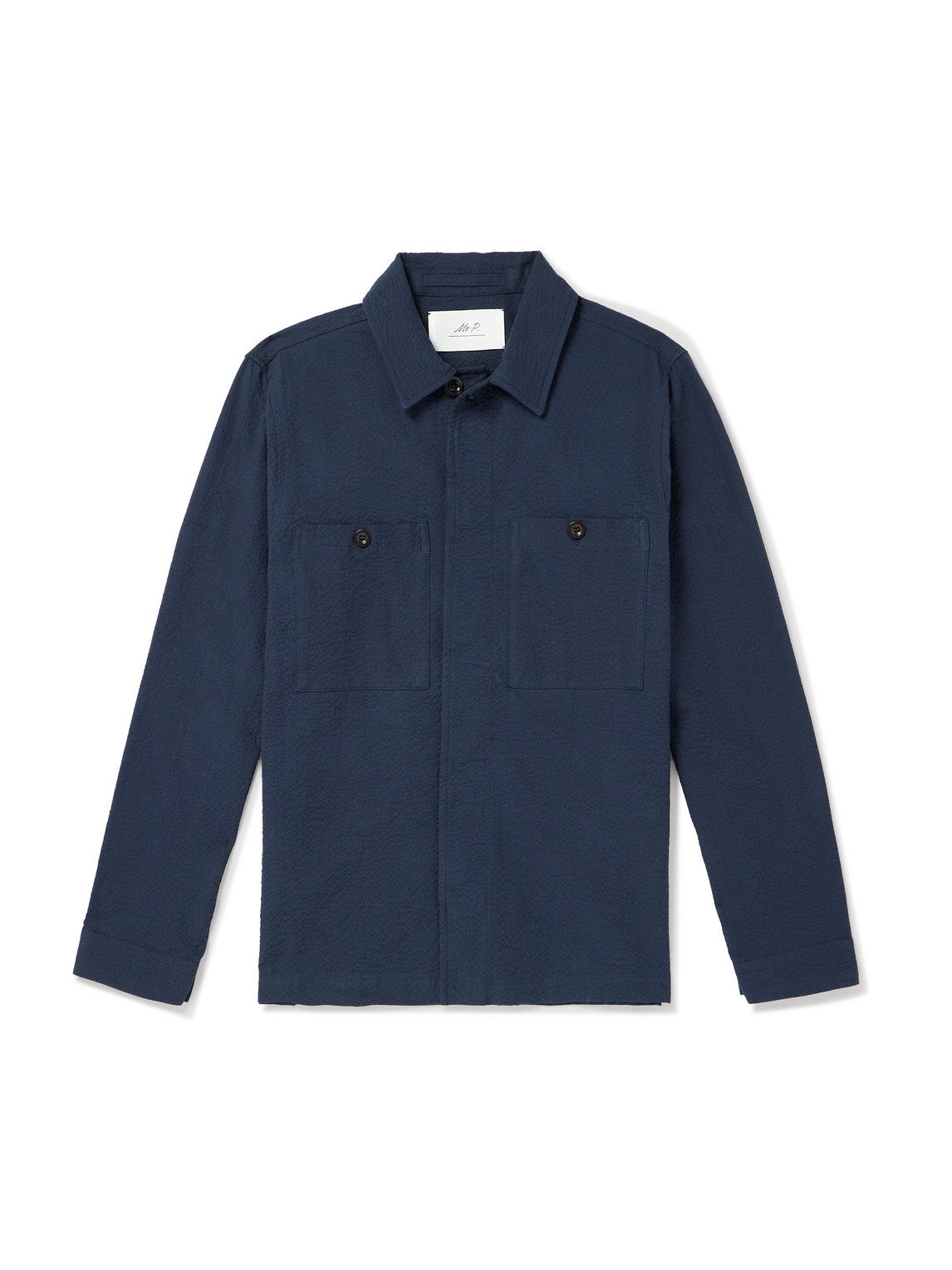Cotton-Blend Seersucker Overshirt
