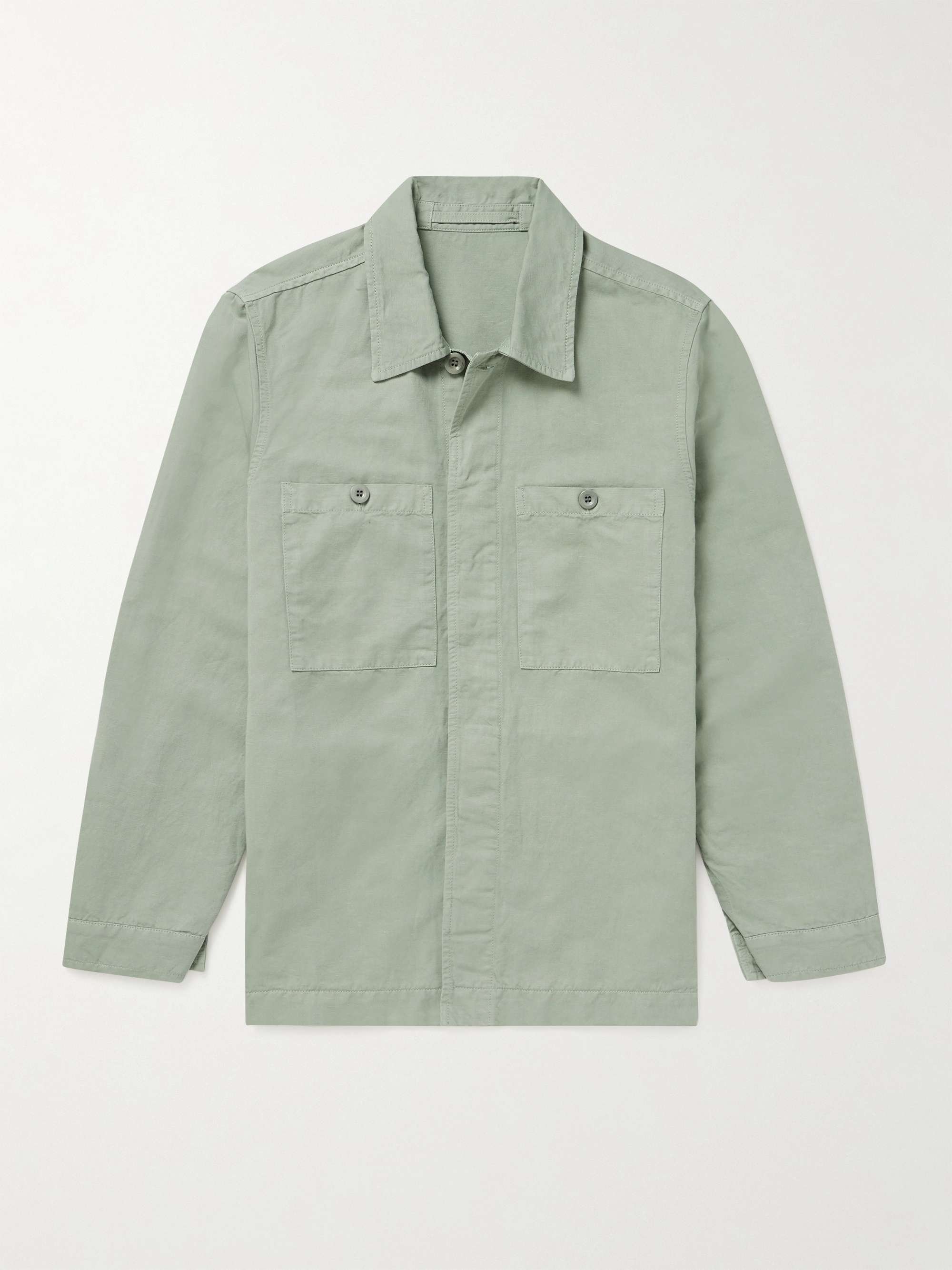 MR P. Garment-Dyed Cotton and Linen-Blend Twill Overshirt for Men | MR ...