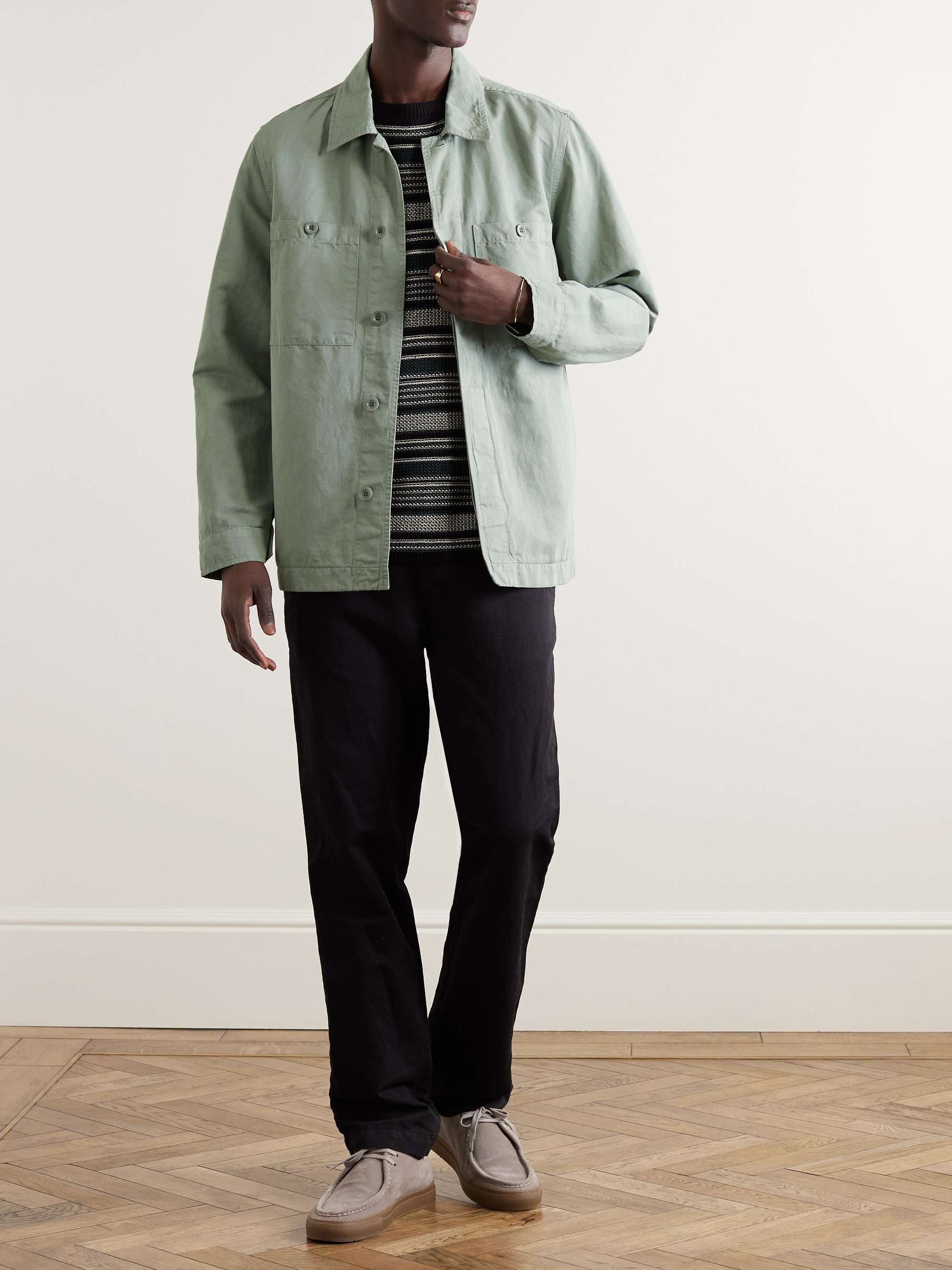 MR P. Garment-Dyed Cotton and Linen-Blend Twill Overshirt for Men | MR ...