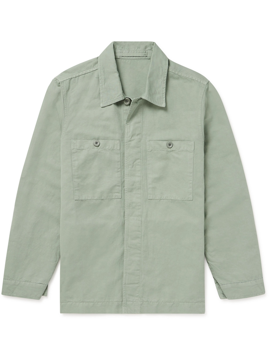 Garment-Dyed Cotton and Linen-Blend Twill Overshirt