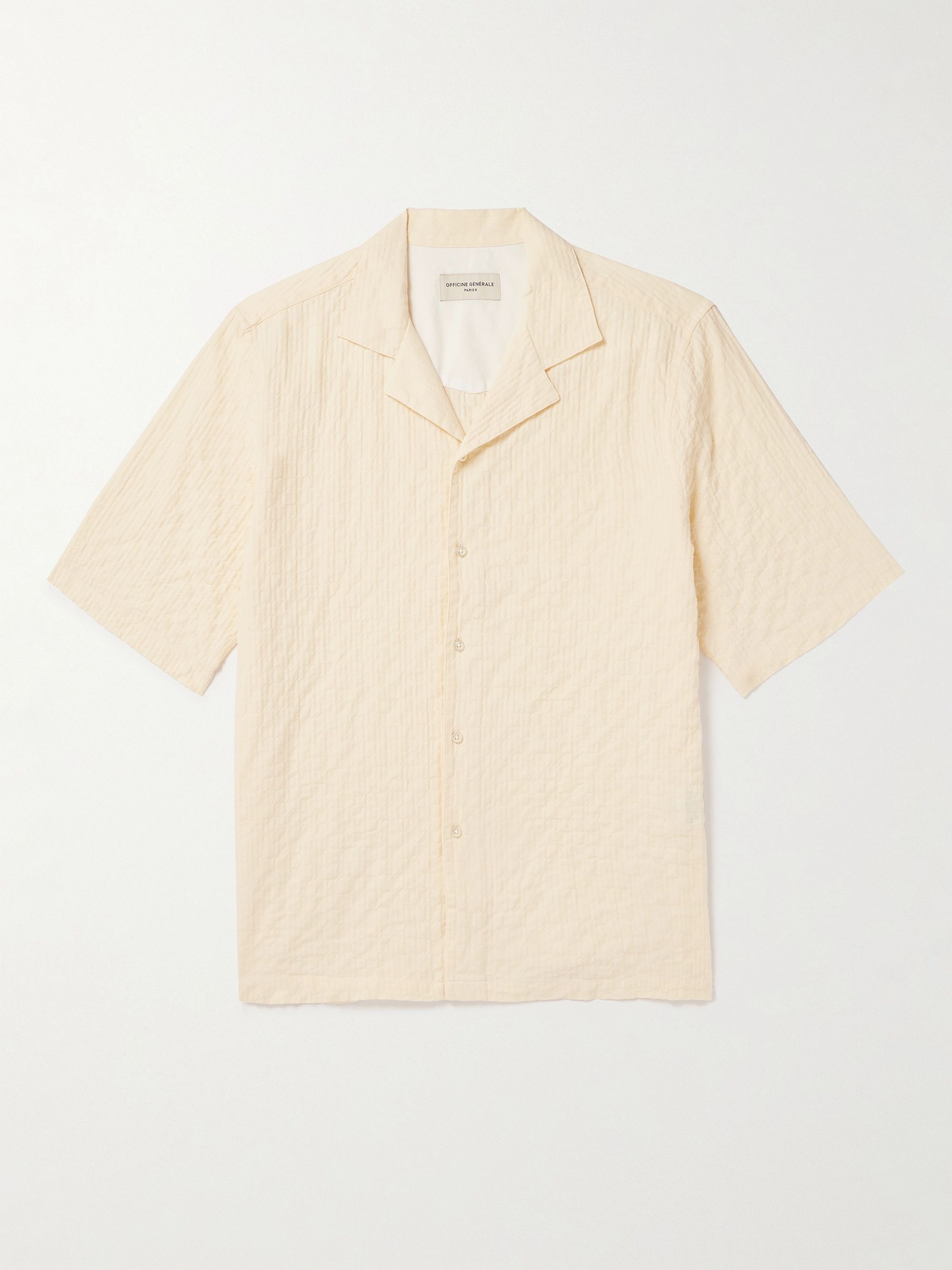 OFFICINE GEENEERALE Eren Camp-Collar Cotton-Blend Seersucker Shirt