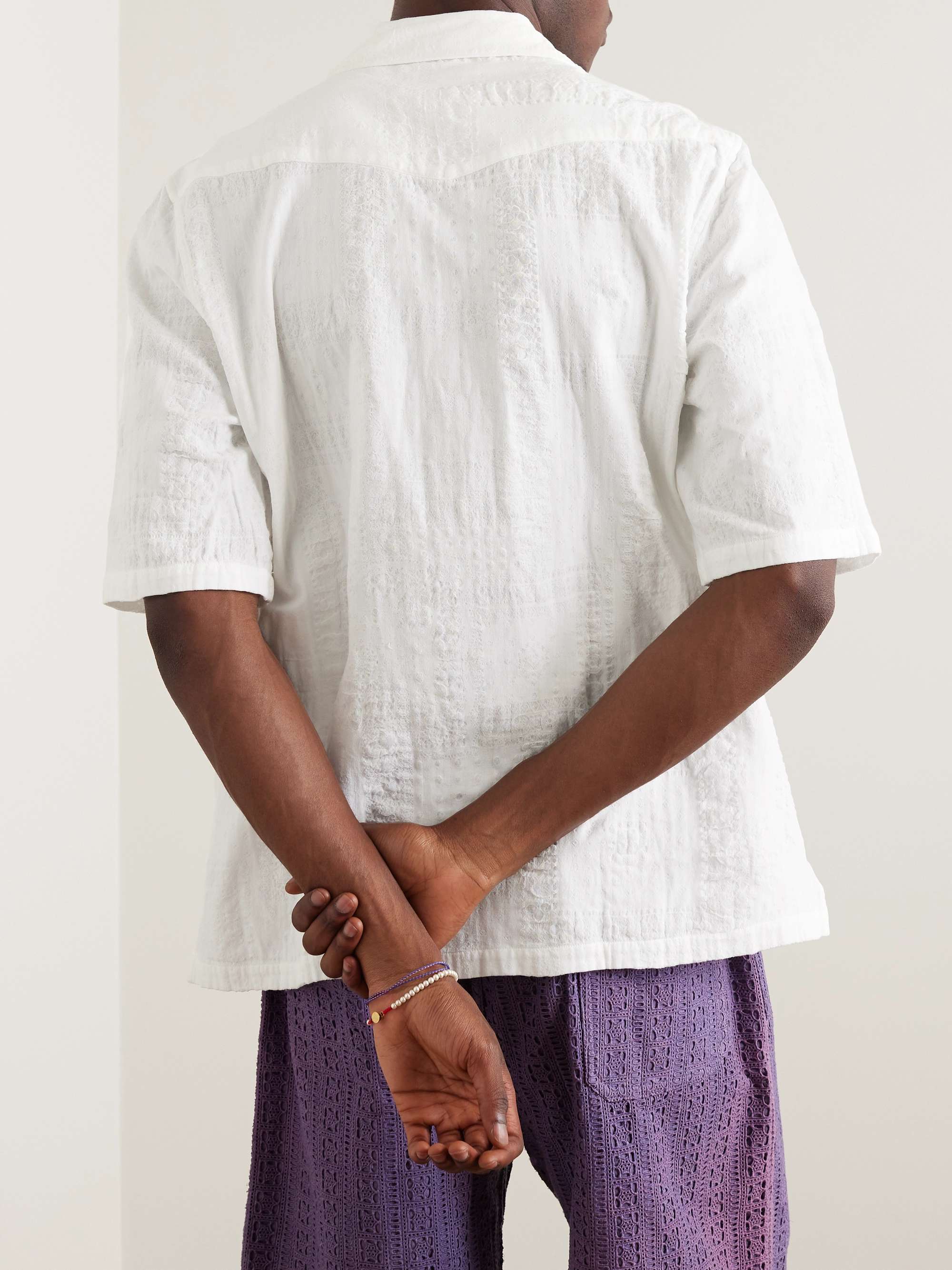 OFFICINE GÉNÉRALE Eren Camp-Collar Embroidered Cotton-Voile Shirt for ...