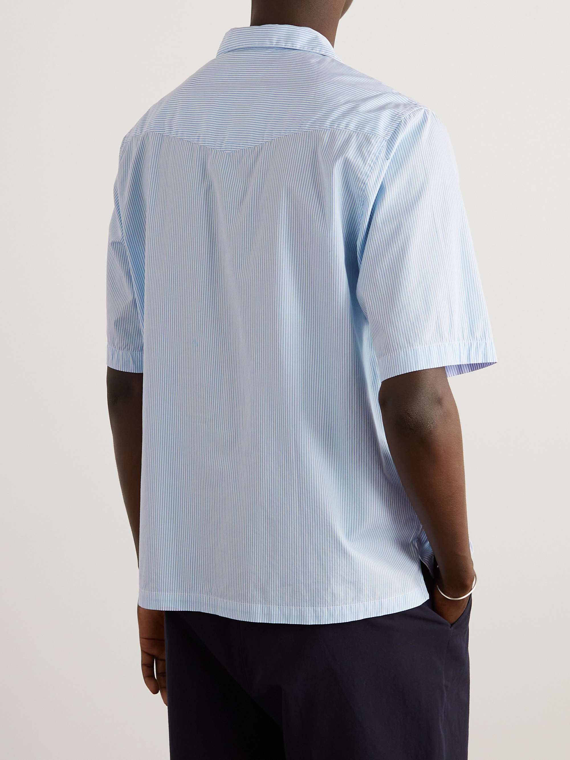 OFFICINE GÉNÉRALE Eren Camp-Collar Striped Cotton-Poplin Shirt | MR PORTER