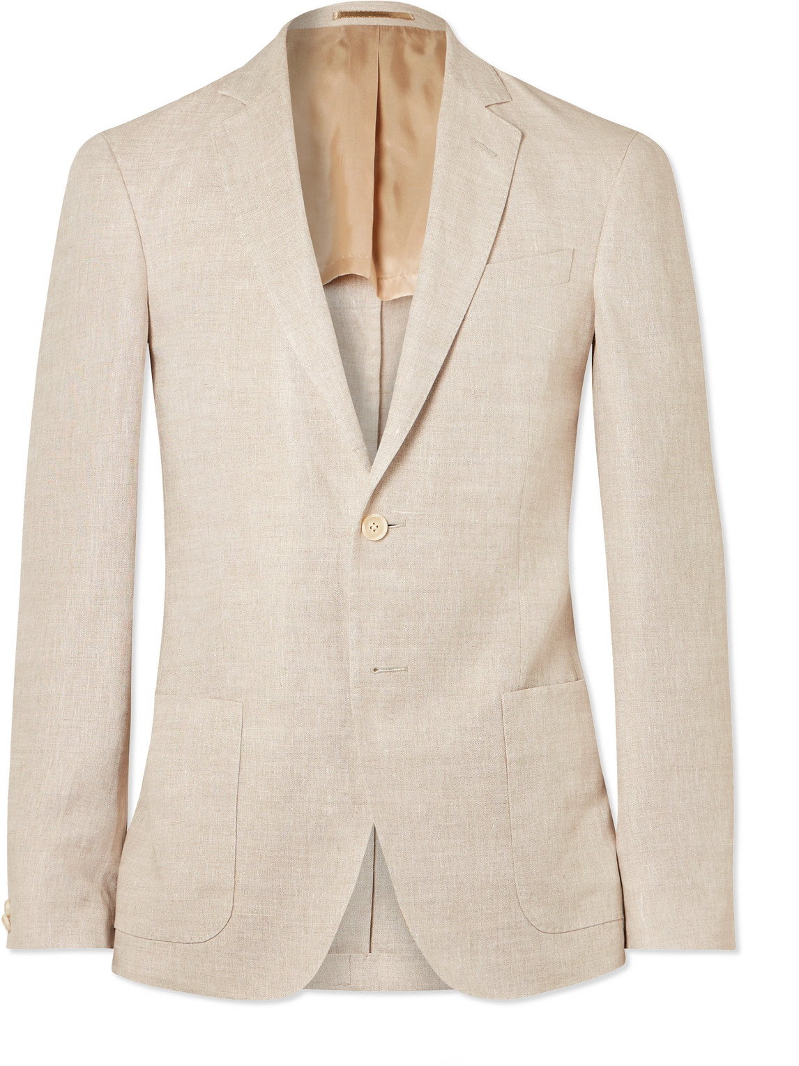 Mr P Slim-fit Unstructured Linen Suit Jacket In Neutrals