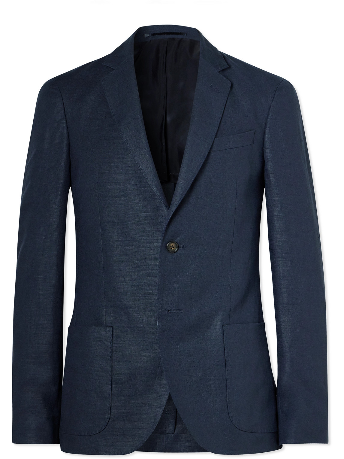 Mr P Slim-fit Unstructured Linen Suit Jacket In Blue