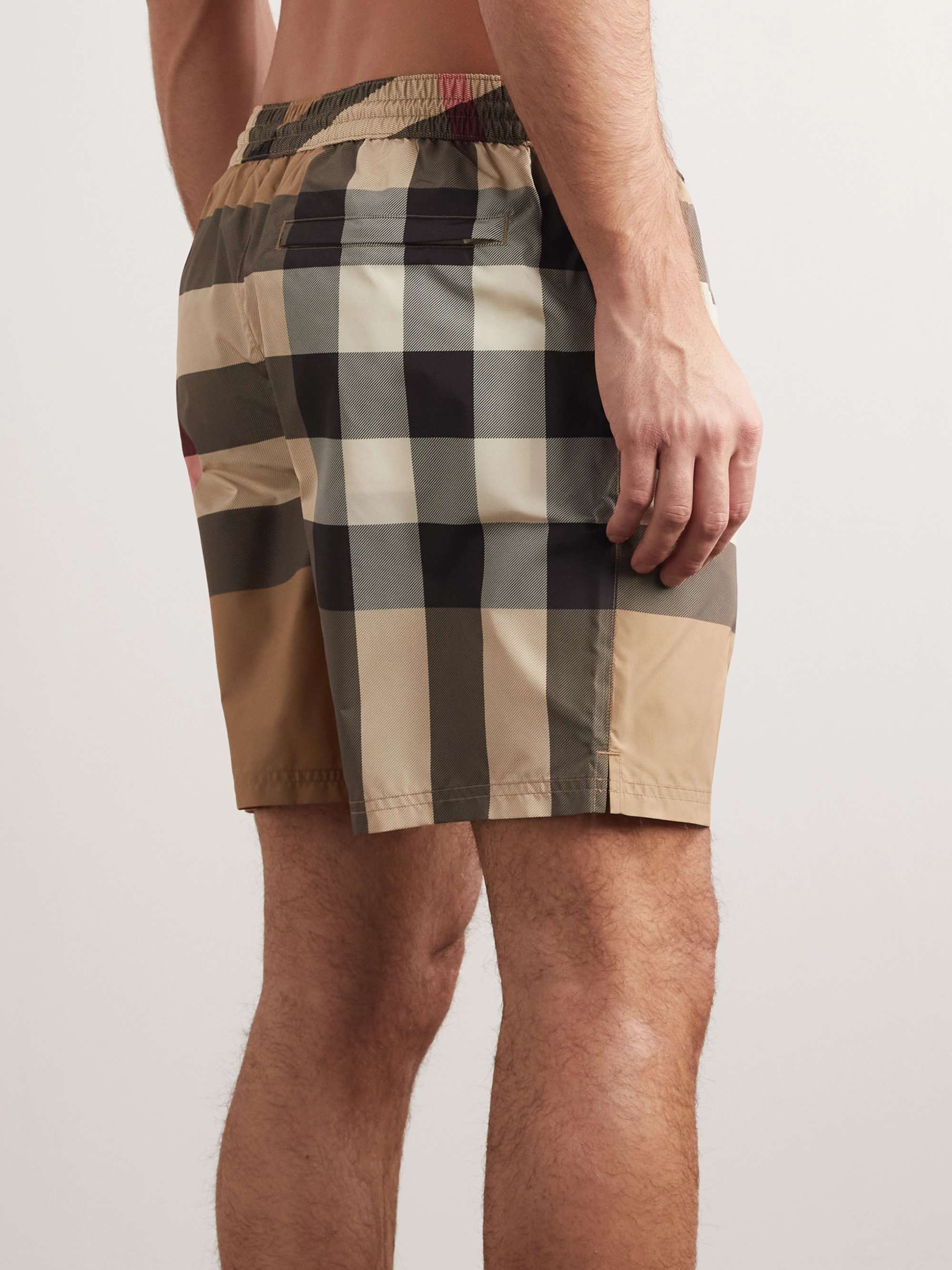 BURBERRY Straight-Leg Long-Length Checked Swim Shorts