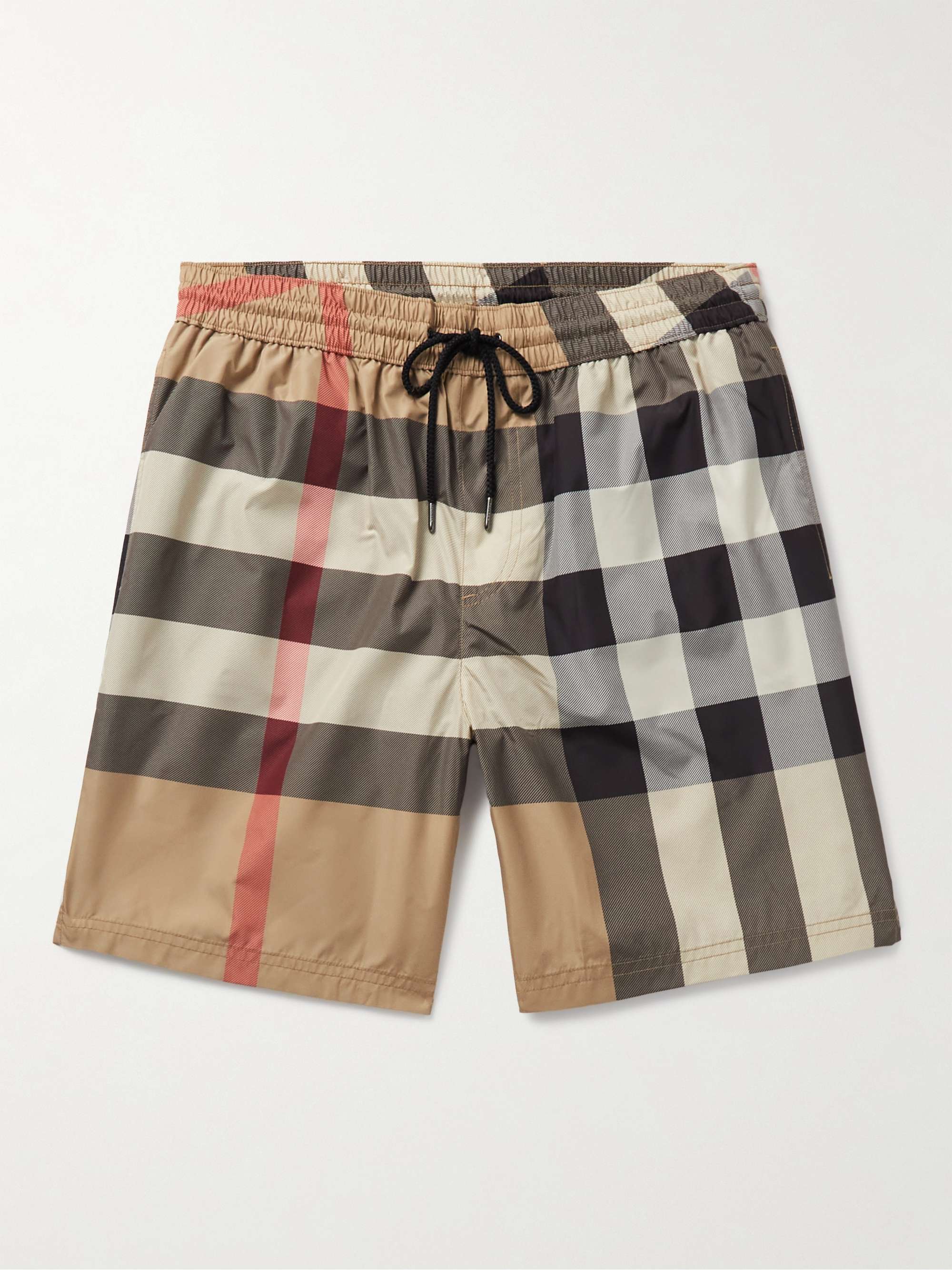 BURBERRY Straight-Leg Long-Length Checked Swim Shorts