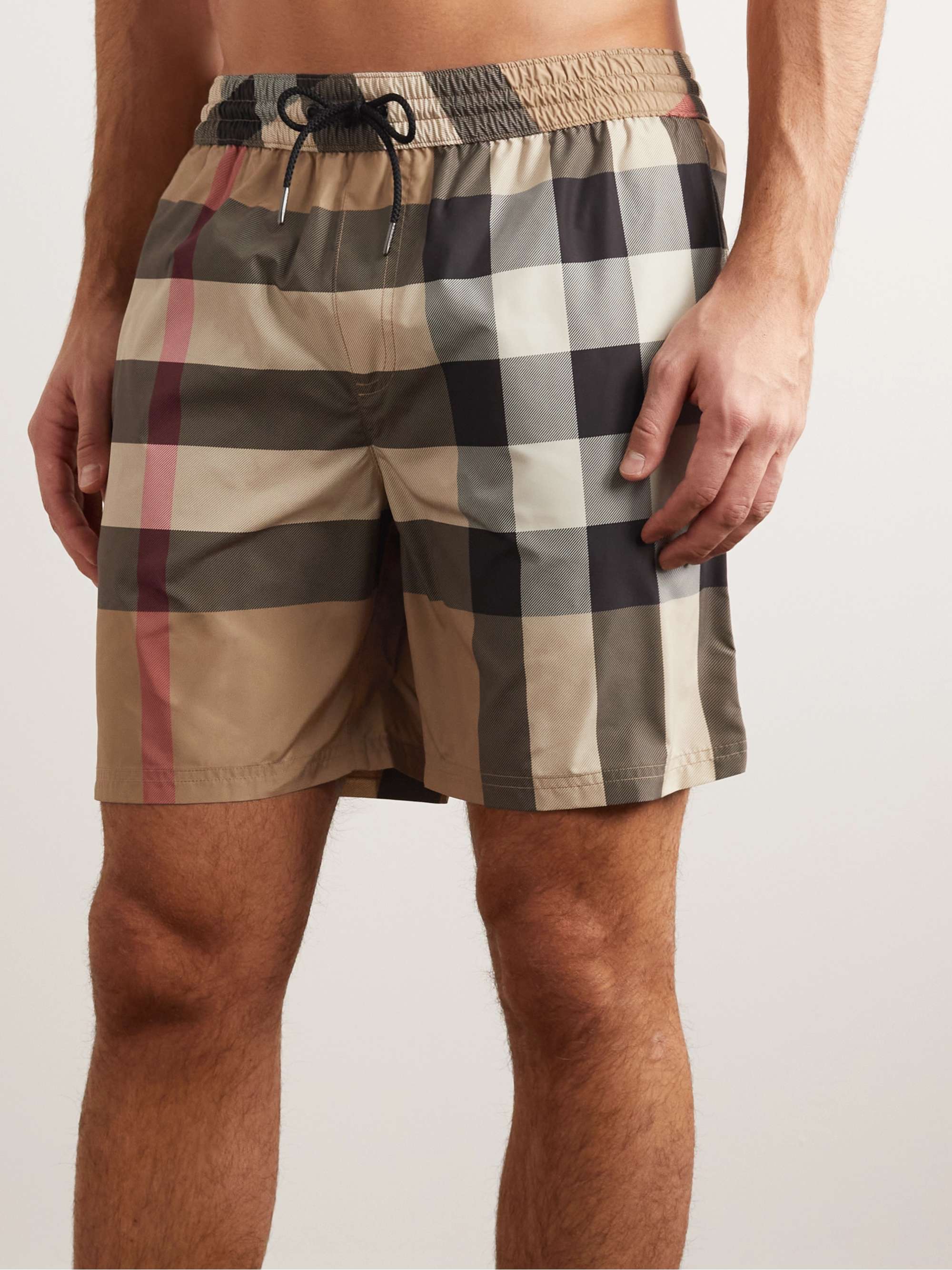 BURBERRY Straight-Leg Long-Length Checked Swim Shorts | MR PORTER