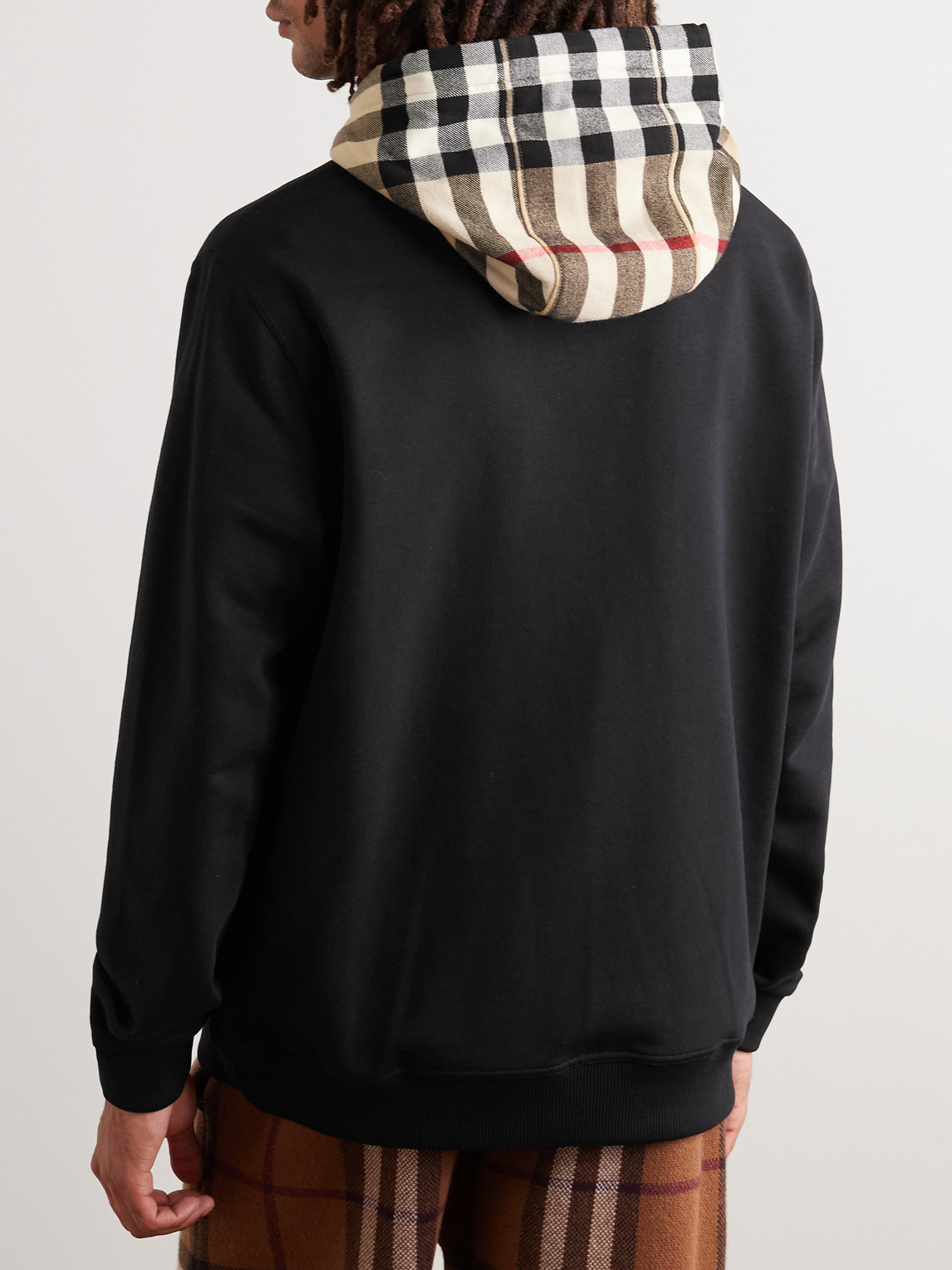 Burberry Samuel Sweatshirt With Check Hood In Black