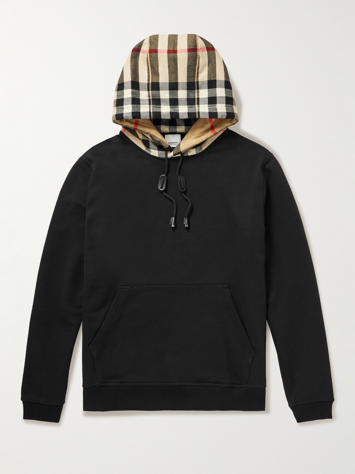 Burberry Black Sweatshirt With Vintage Check Printed Hood In Cotton