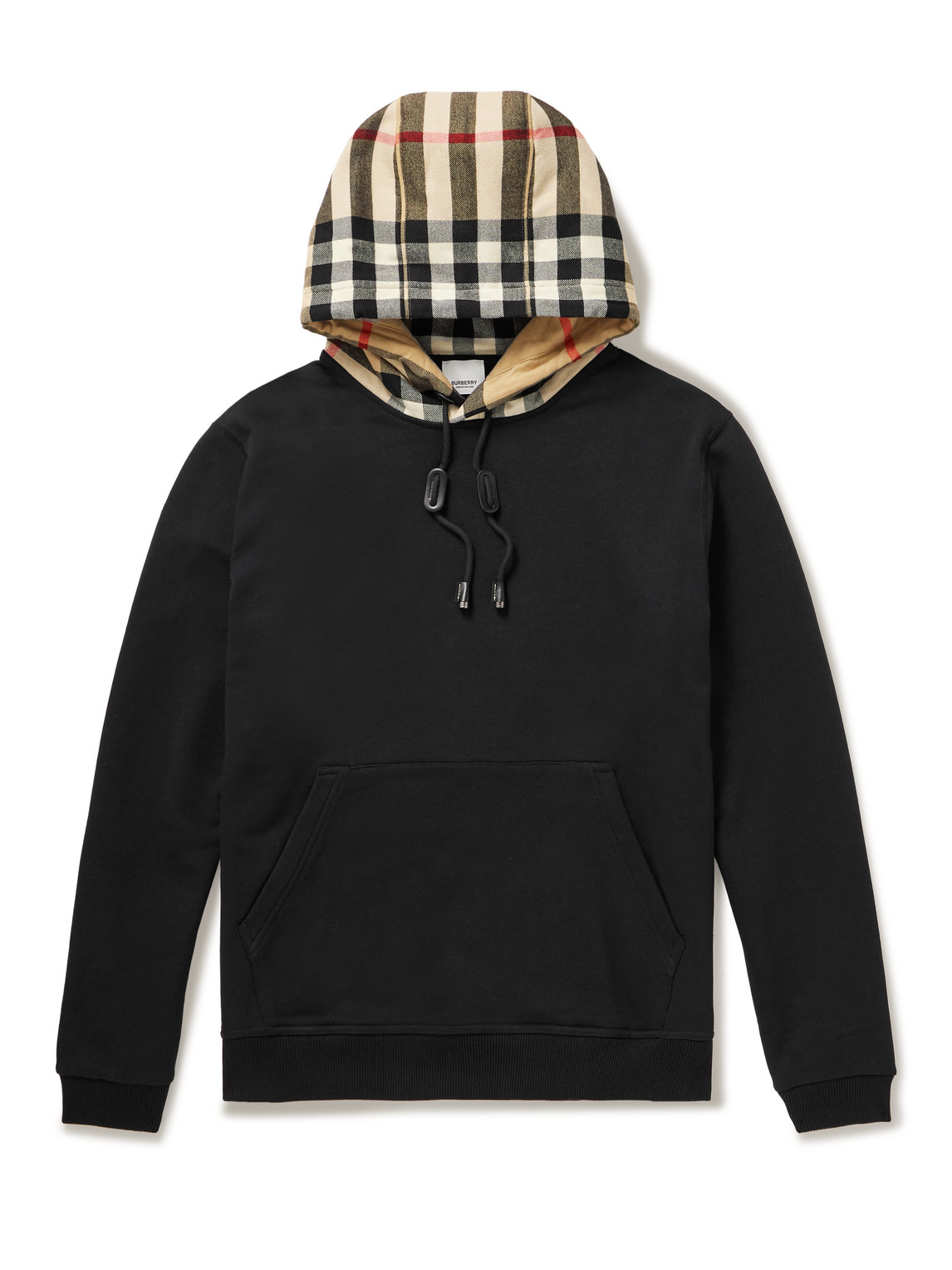 Burberry Samuel Sweatshirt With Check Hood In Black