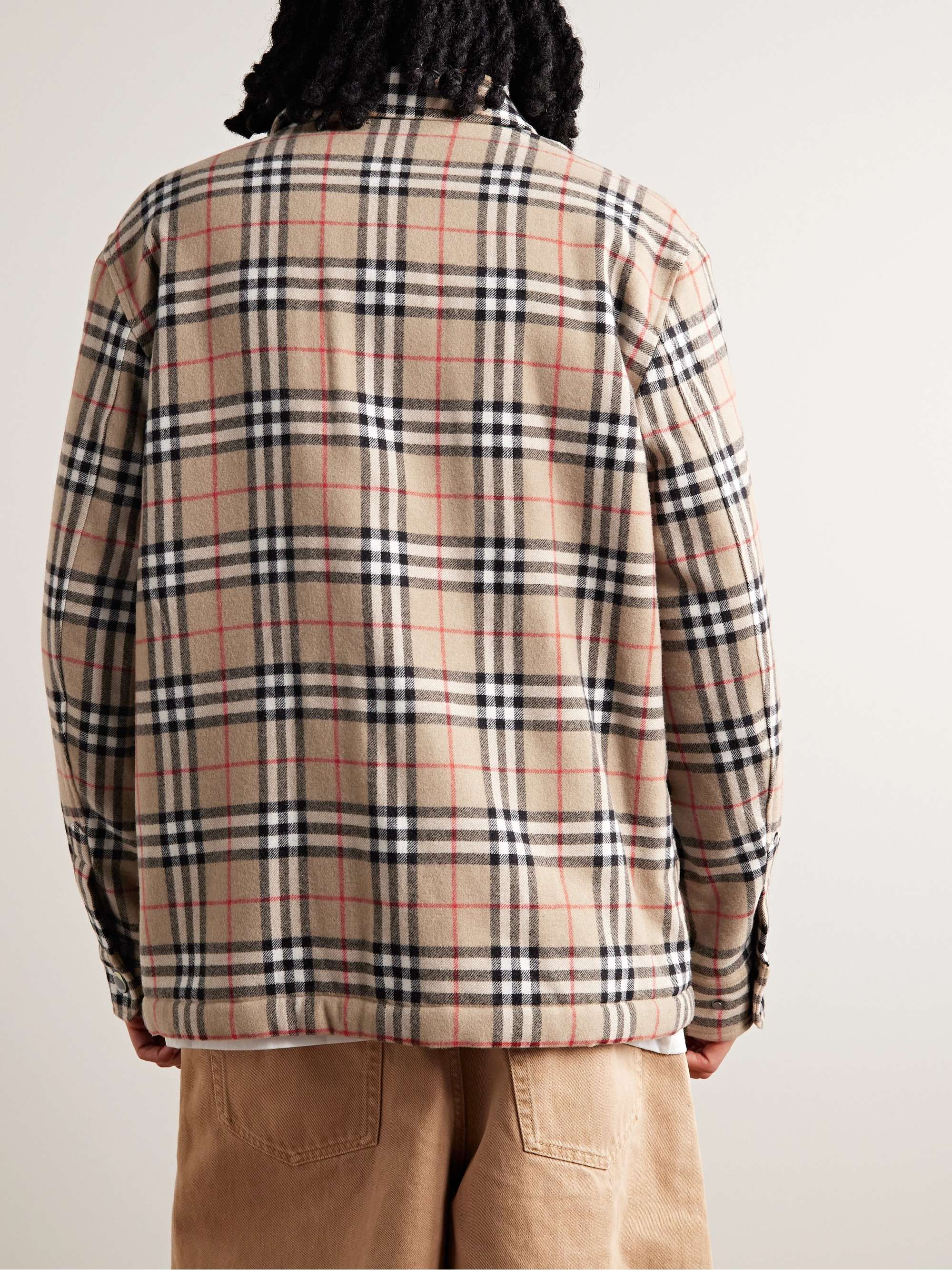 BURBERRY Fleece-Lined Checked Wool and Cotton-Blend Flannel Overshirt