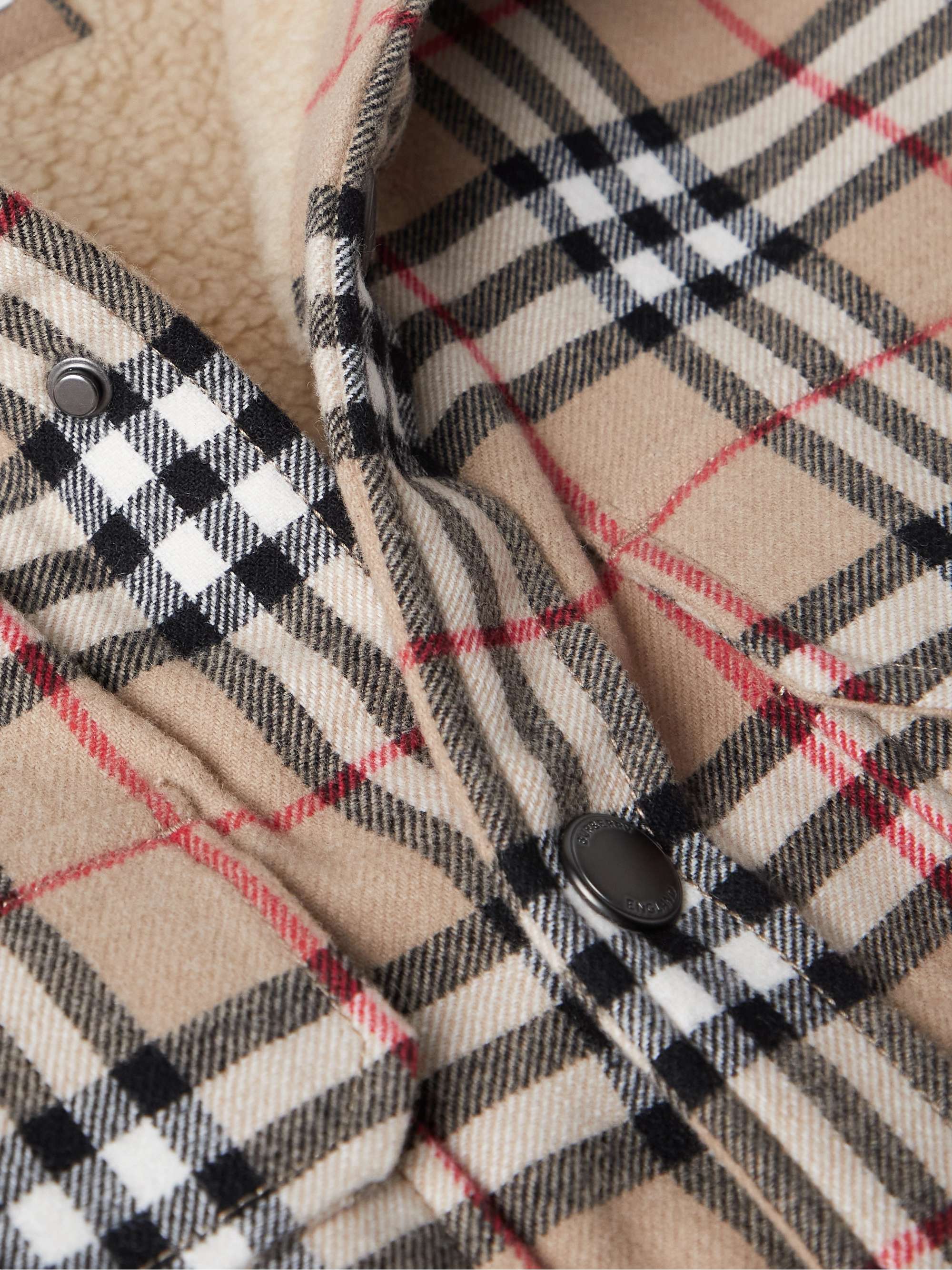 BURBERRY Fleece-Lined Checked Wool and Cotton-Blend Flannel Overshirt