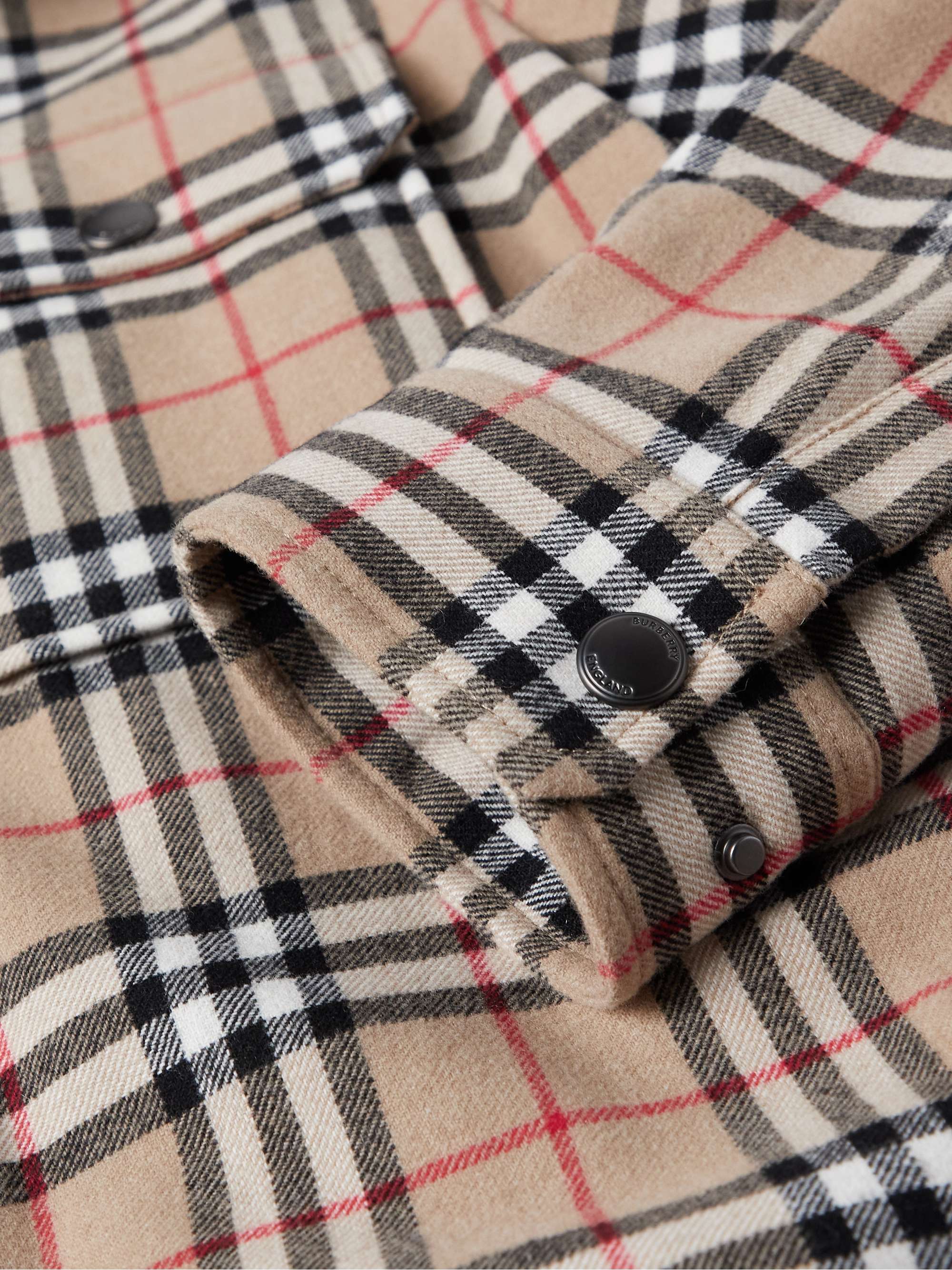 BURBERRY Fleece-Lined Checked Wool and Cotton-Blend Flannel Overshirt
