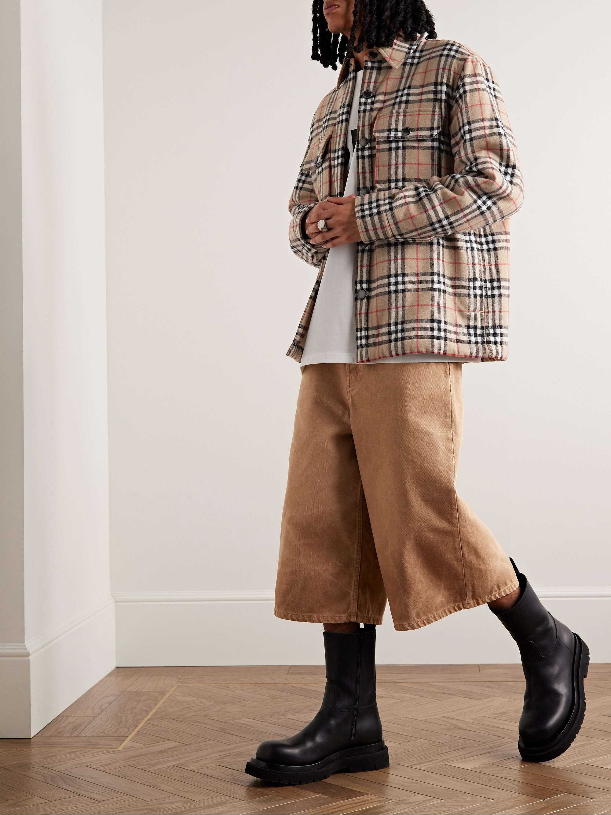 BURBERRY Fleece-Lined Checked Wool and Cotton-Blend Flannel Overshirt