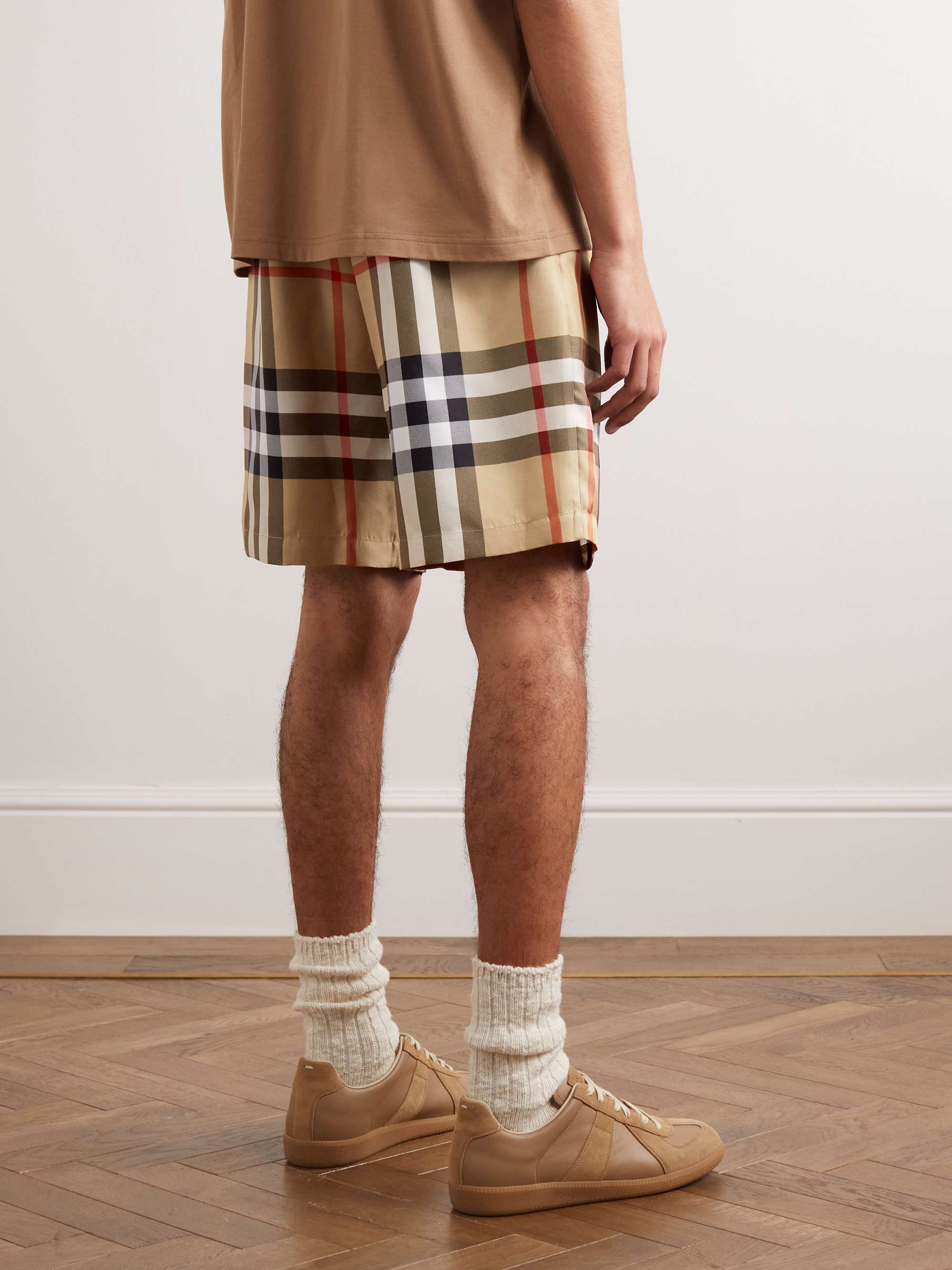 BURBERRY Bradeston Straight-Leg Checked Silk Shorts