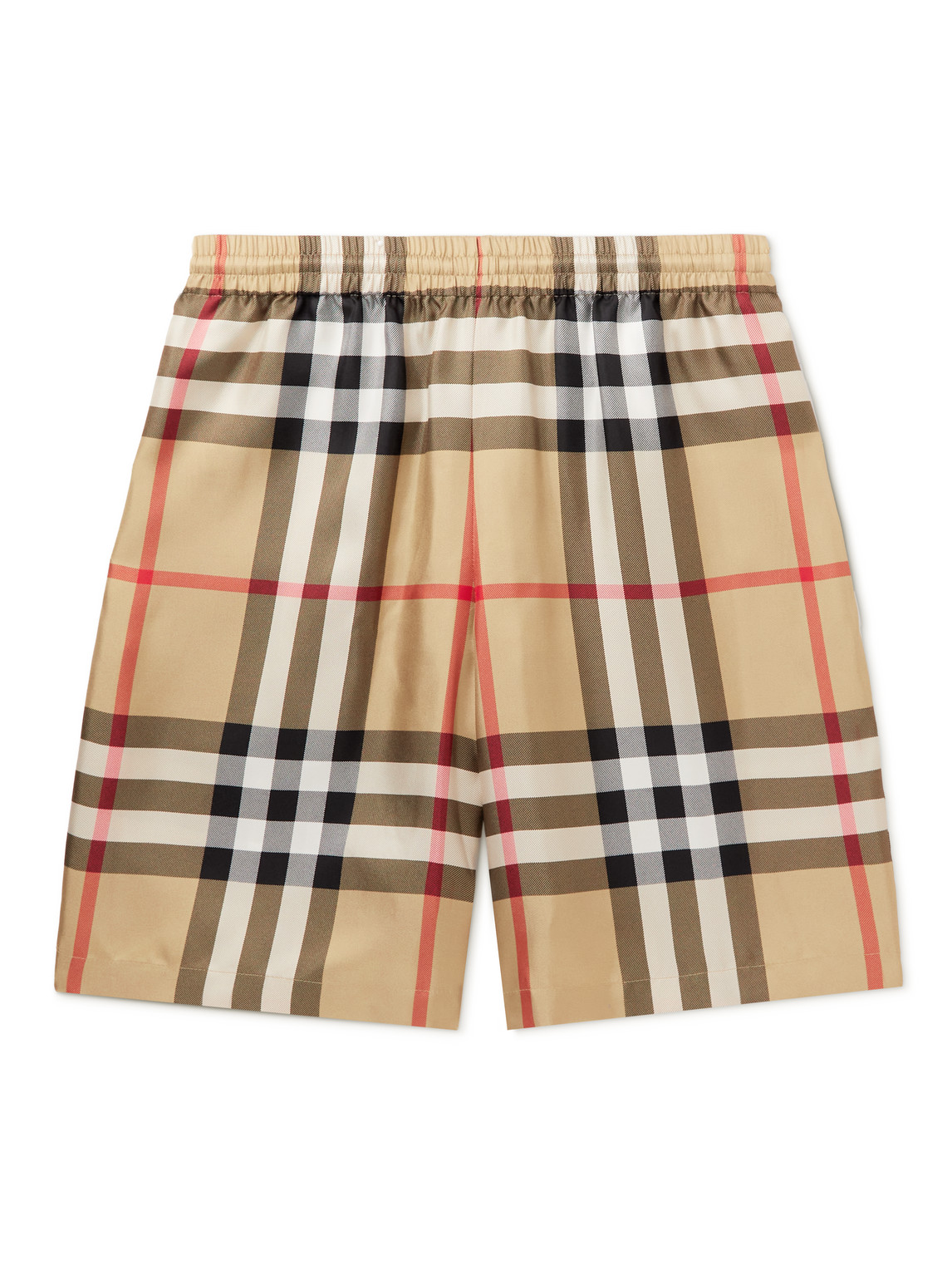 Burberry Straight-leg Checked Silk-twill Shorts In Neutrals