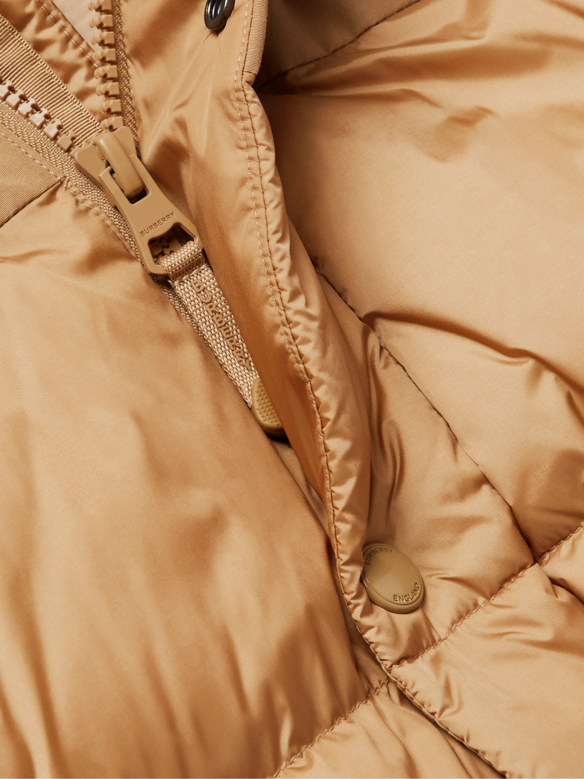 Shop Burberry Convertible Logo-appliquéd Quilted Shell Hooded Down Jacket In Neutrals