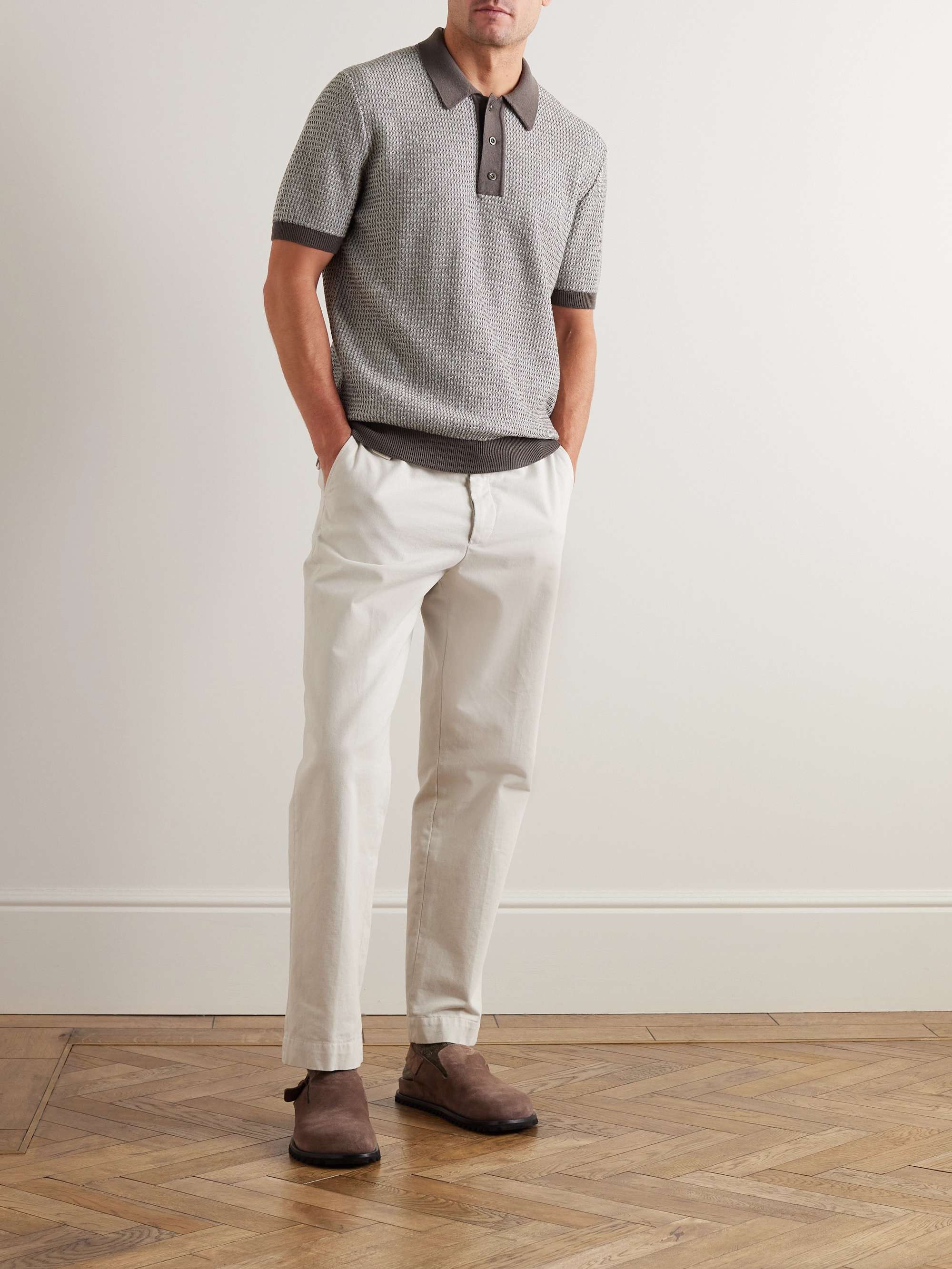 MR P. Open-Knit Merino Wool-Jacquard Polo Shirt for Men