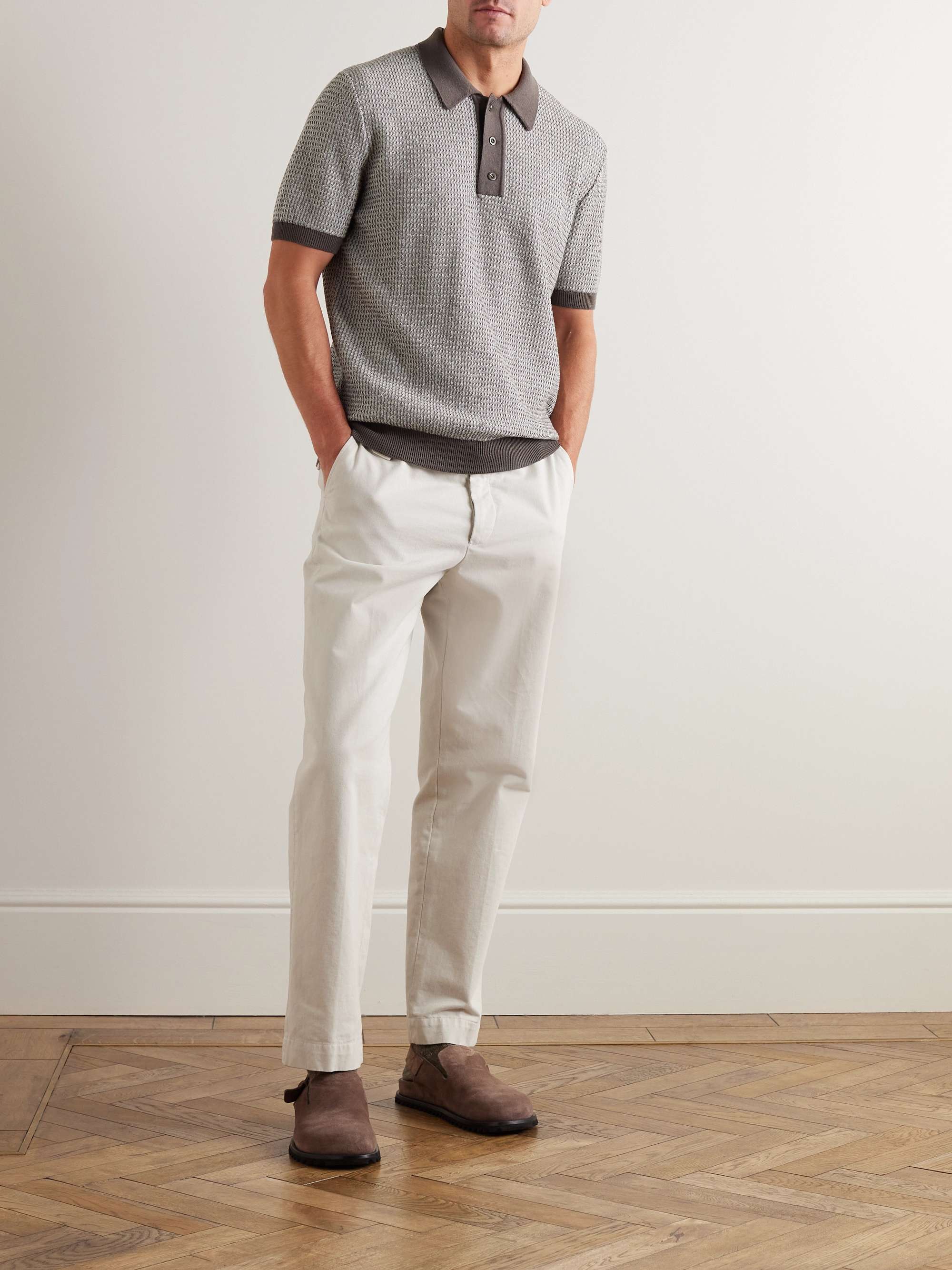 MR P. Open-Knit Merino Wool-Jacquard Polo Shirt for Men | MR PORTER