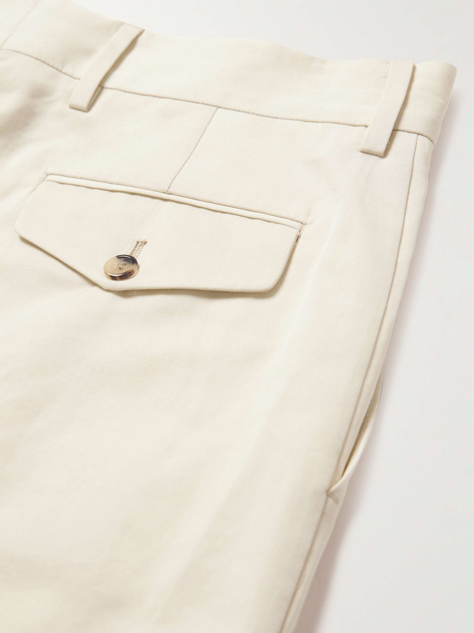 PAUL SMITH Straight-Leg Cotton and Linen-Blend Trousers