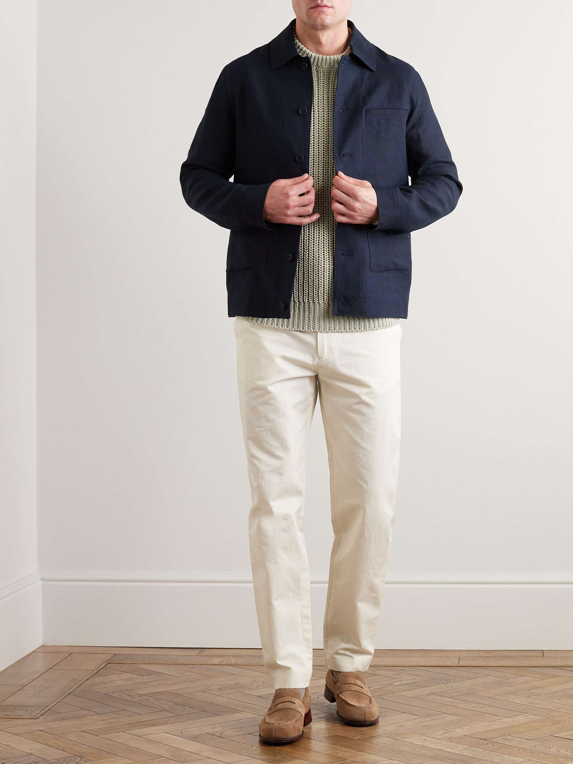 PAUL SMITH Straight-Leg Cotton and Linen-Blend Trousers