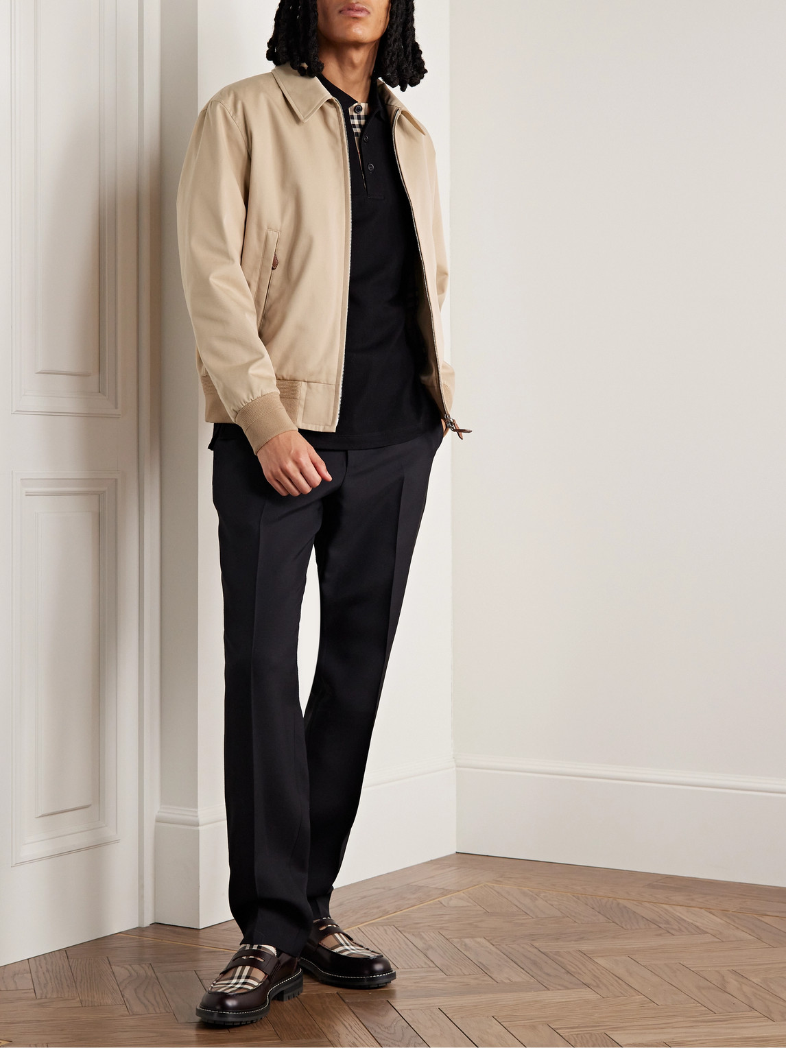 Shop Burberry Cotton-gabardine Blouson Jacket In Neutrals