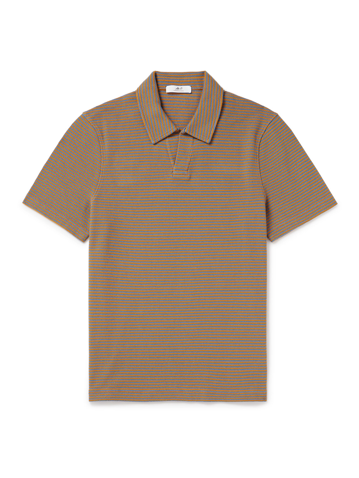 Mr P Striped Organic Cotton Polo Shirt In Neutrals