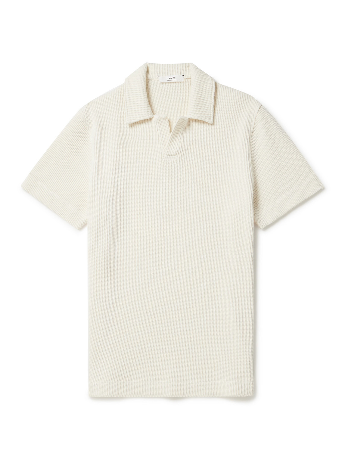Mr P Waffle-knit Organic Cotton Polo Shirt In Neutrals