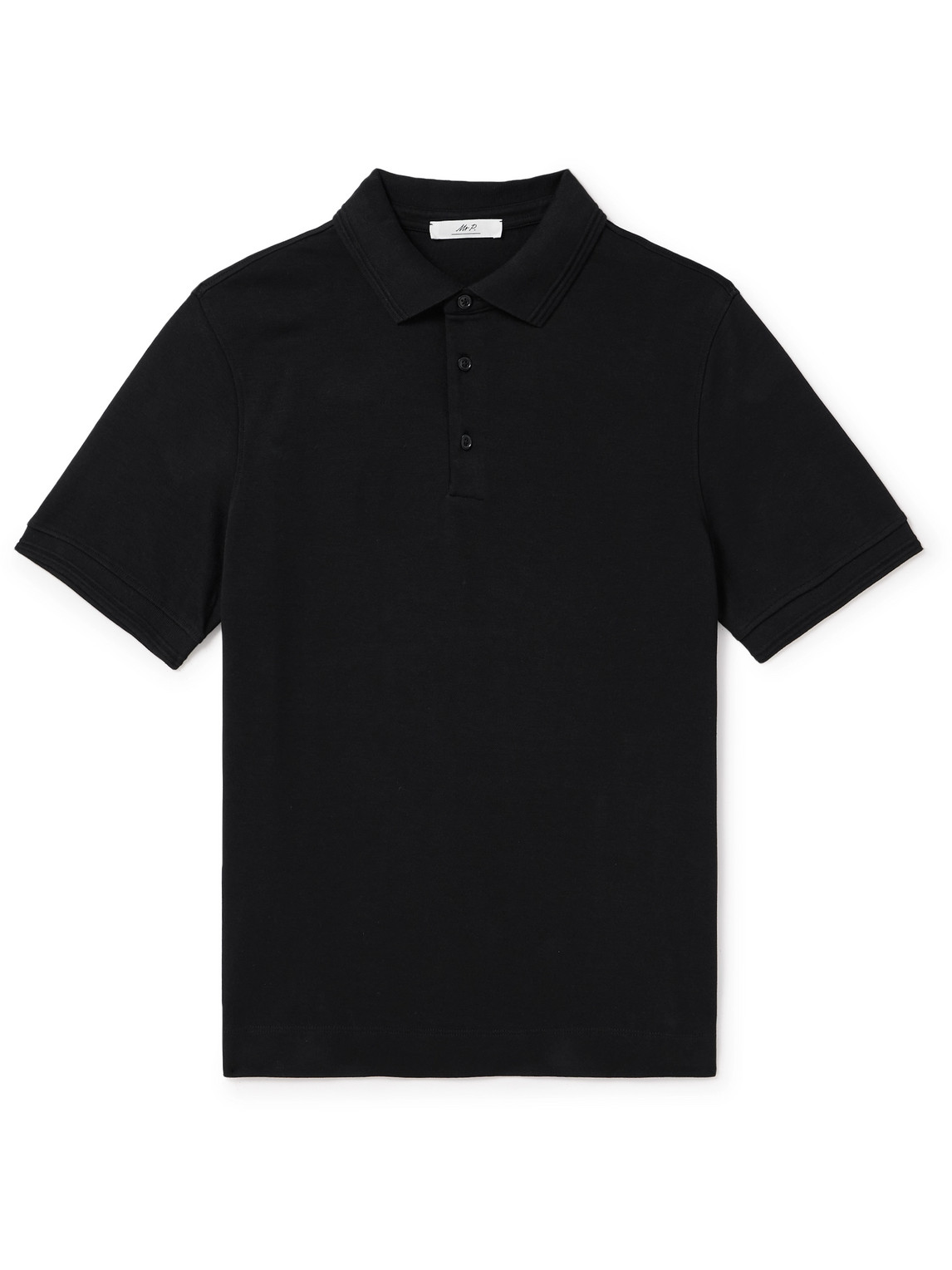 Mr P Organic Cotton-piqué Polo Shirt In Black