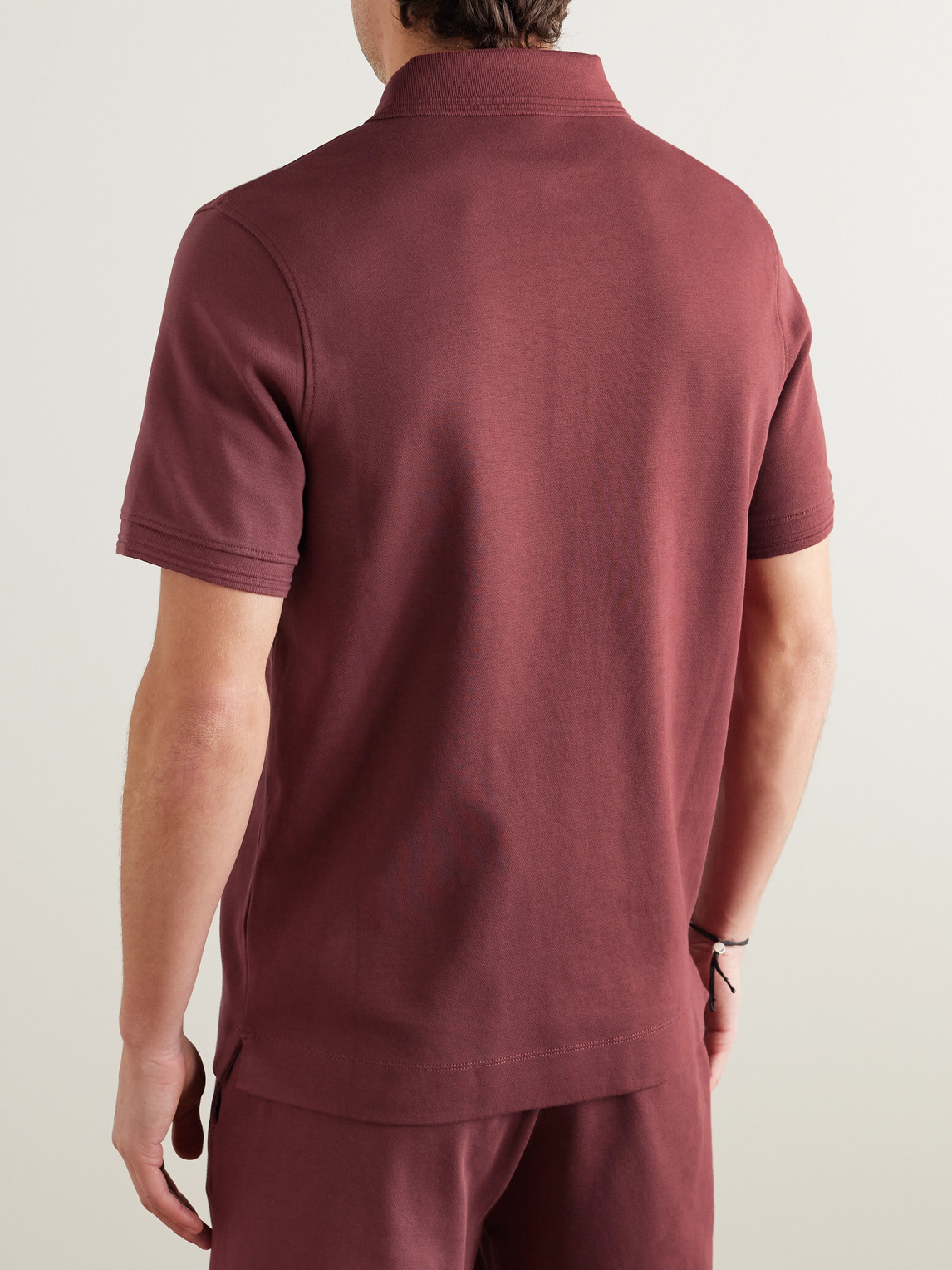 Shop Mr P Organic Cotton-piqué Polo Shirt In Red