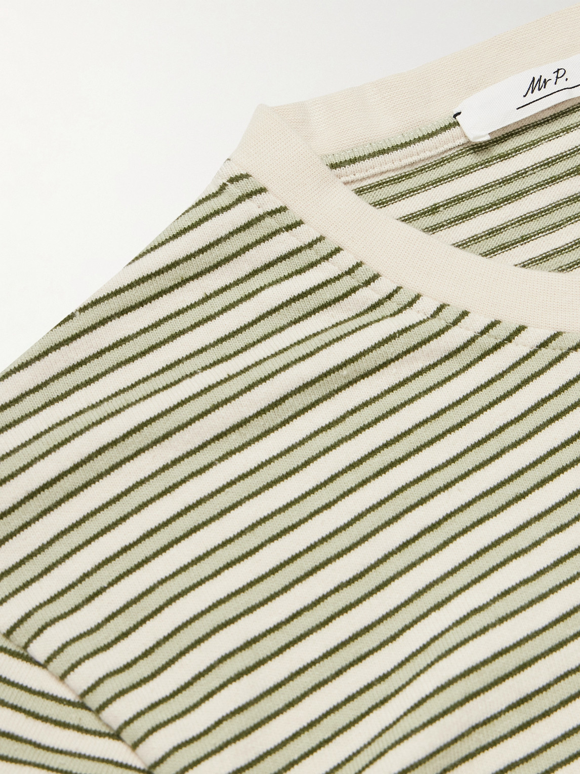 Shop Mr P Striped Organic Cotton-jersey T-shirt In Green