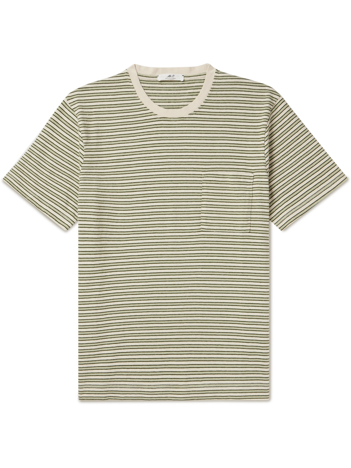 Mr P Striped Organic Cotton-jersey T-shirt In Green
