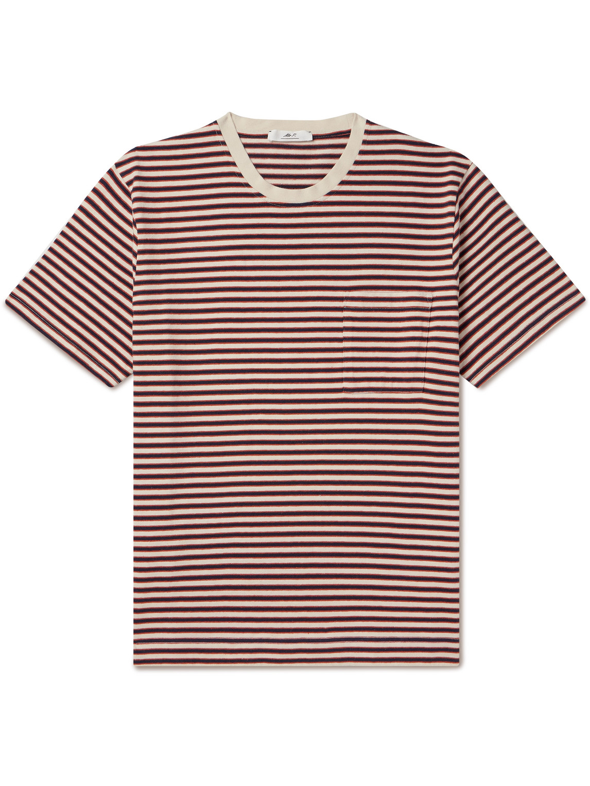 Mr P Striped Organic Cotton-jersey T-shirt In Red