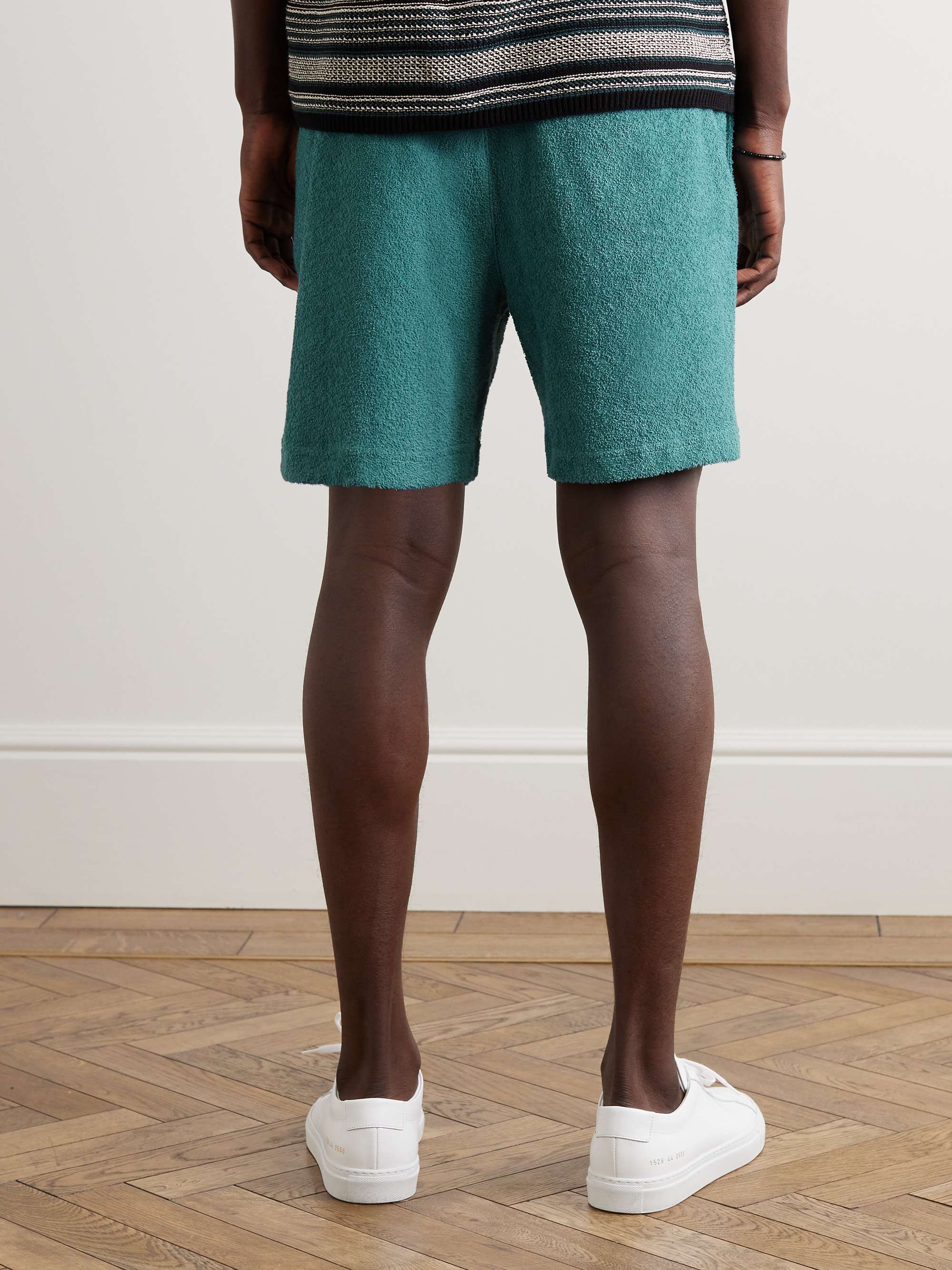 MR P. Straight-Leg Organic Cotton-Terry Drawstring Shorts