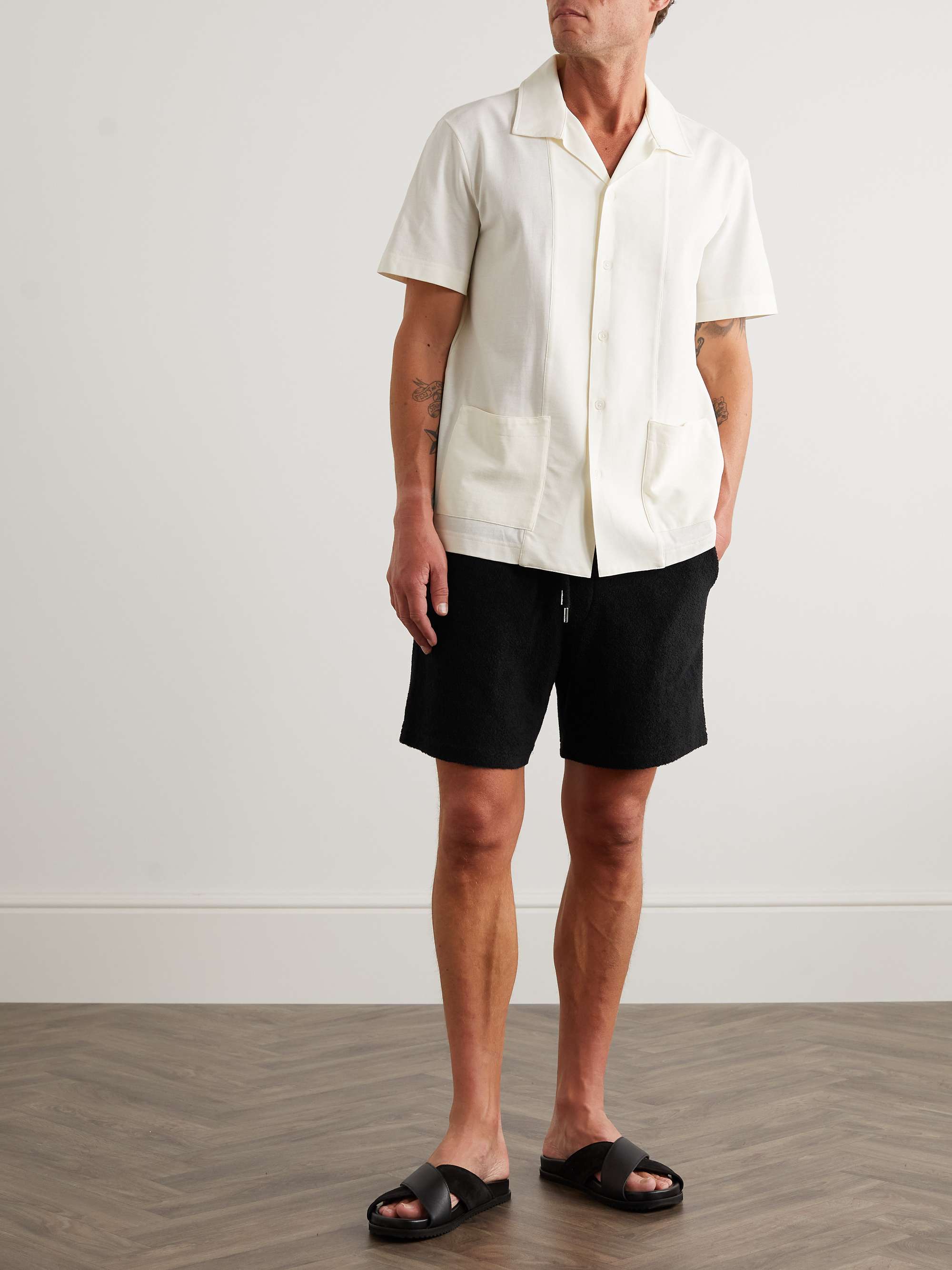 MR P. Straight-Leg Organic Cotton-Terry Drawstring Shorts