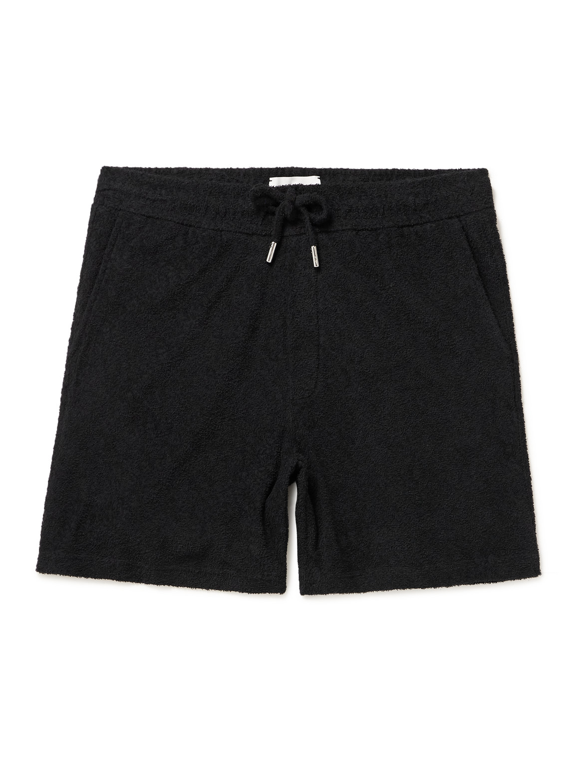 Mr P Straight-leg Cotton-terry Drawstring Shorts In Black