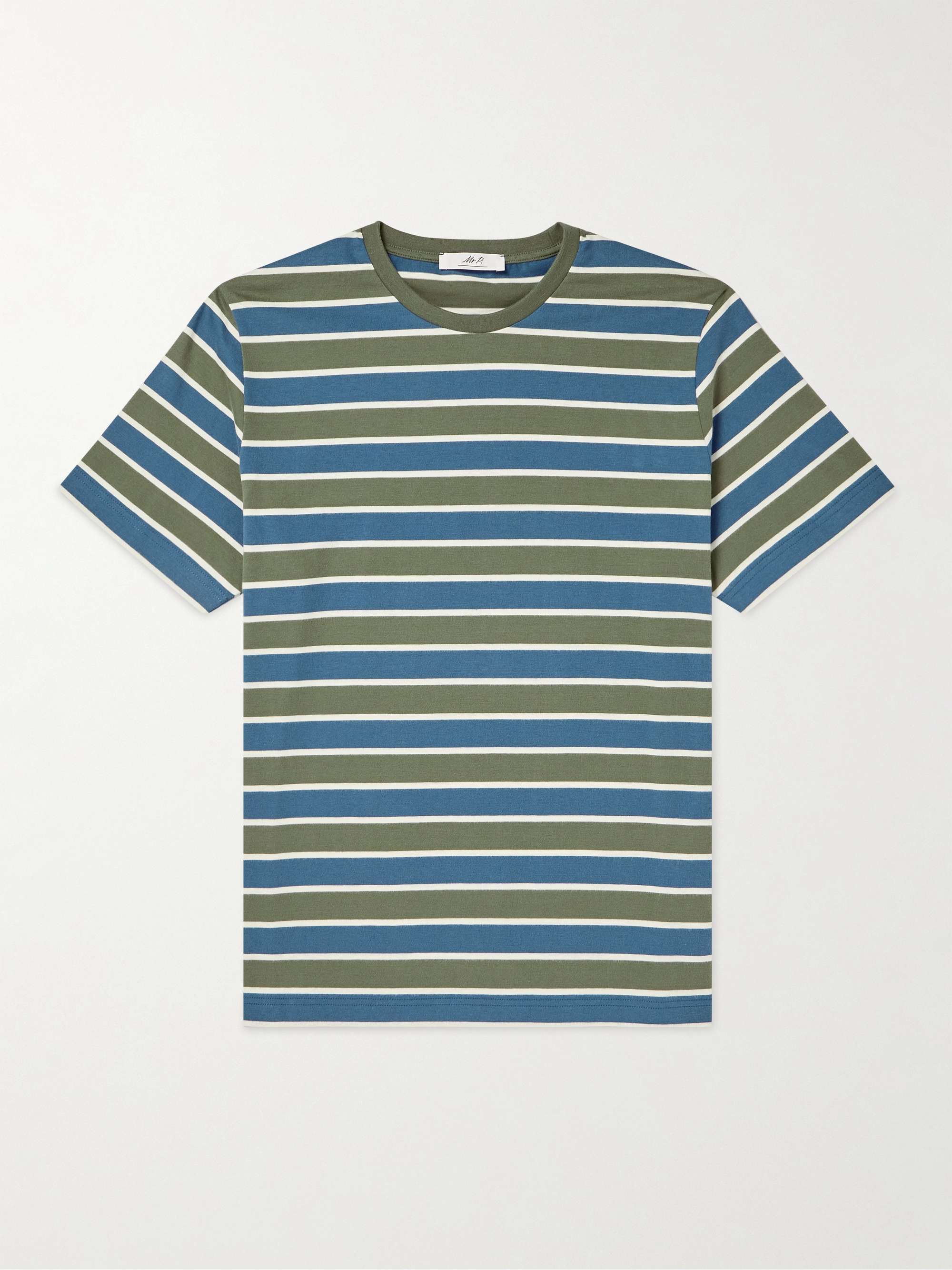 mens blue and white striped t shirt