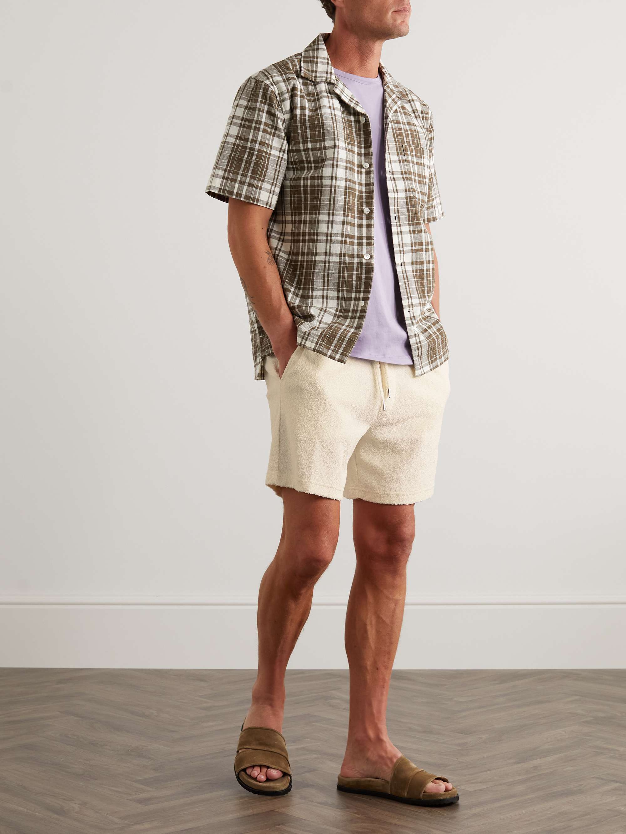 MR P. Straight-Leg Organic Cotton-Terry Drawstring Shorts