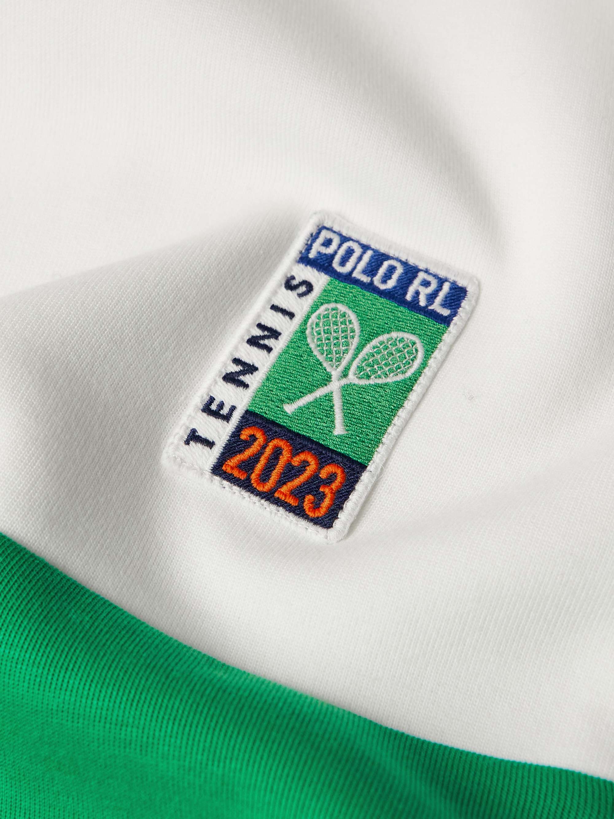 POLO RALPH LAUREN Wimbledon Colour-Block Logo-Appliquéd Cotton-Blend Jersey Sweatshirt