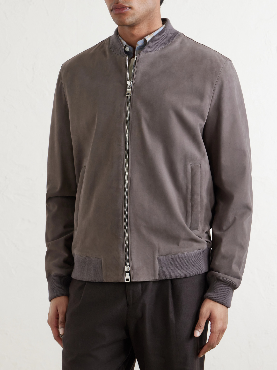  Mr P. - Suede Bomber Jacket - Men - Gray - Xs 