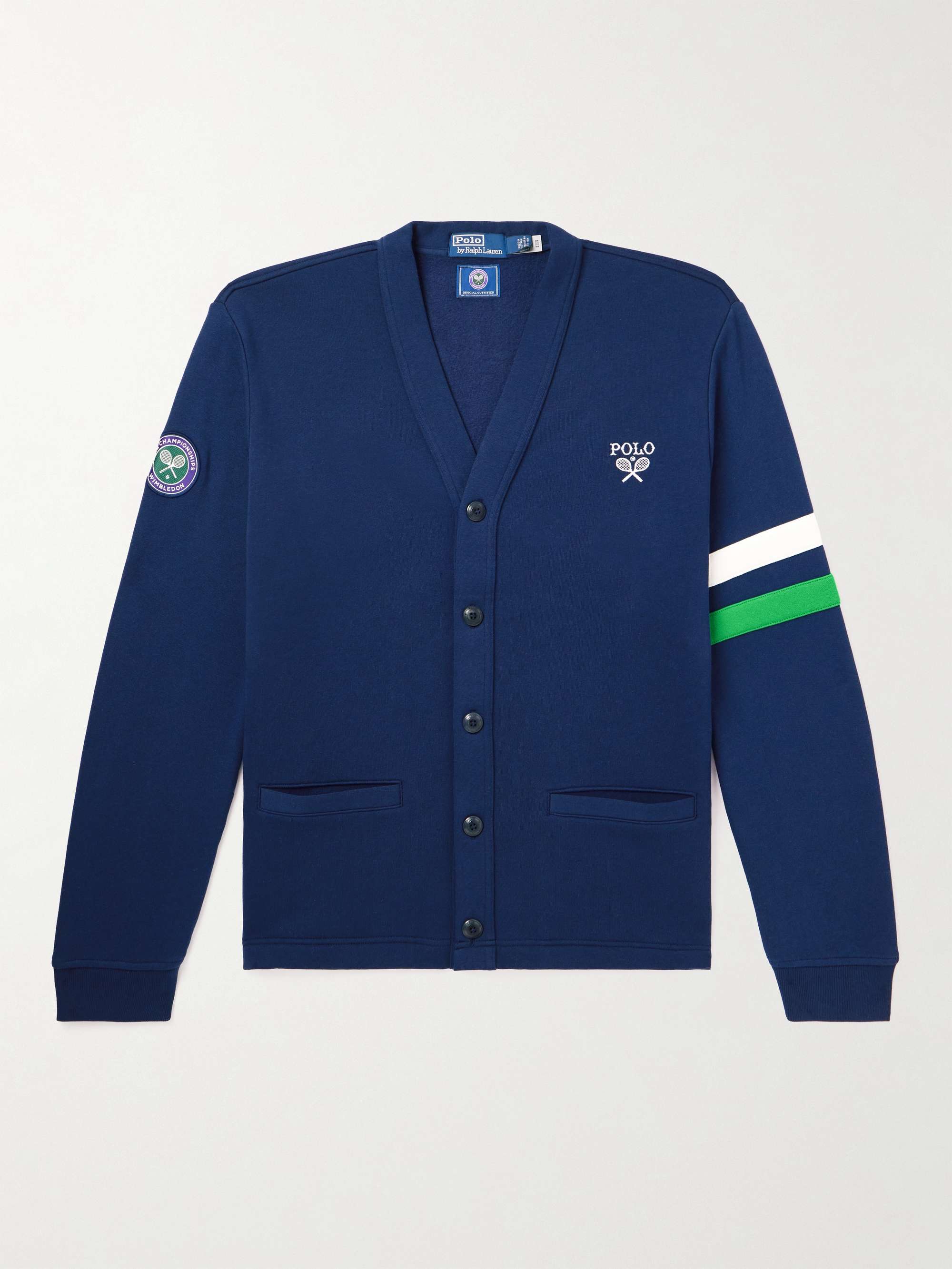 Wimbledon Logo-Embroidered Appliquéd Cotton-Blend Cardigan