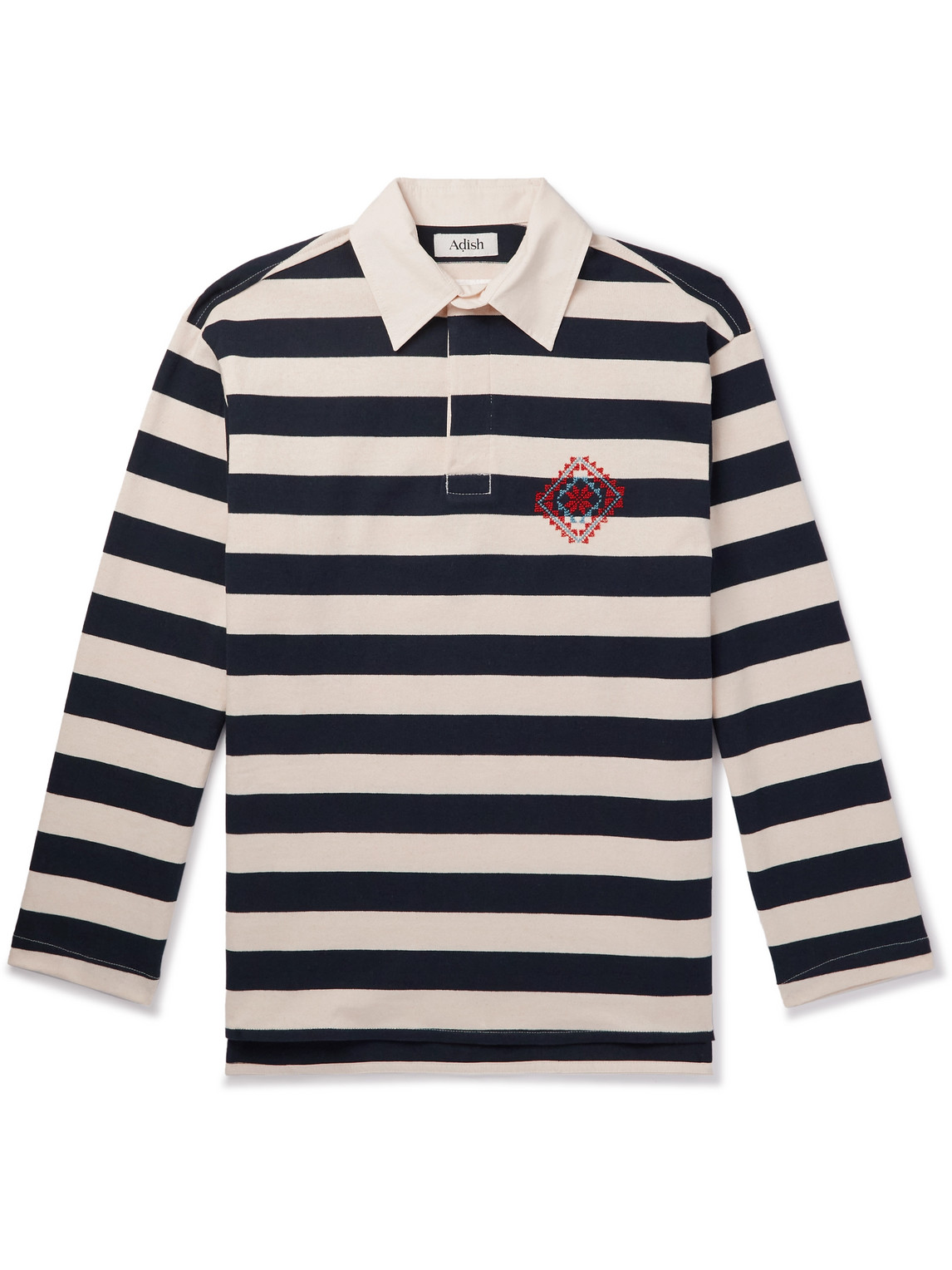 Kharaz Logo-Embroidered Striped Cotton-Jersey Polo Shirt