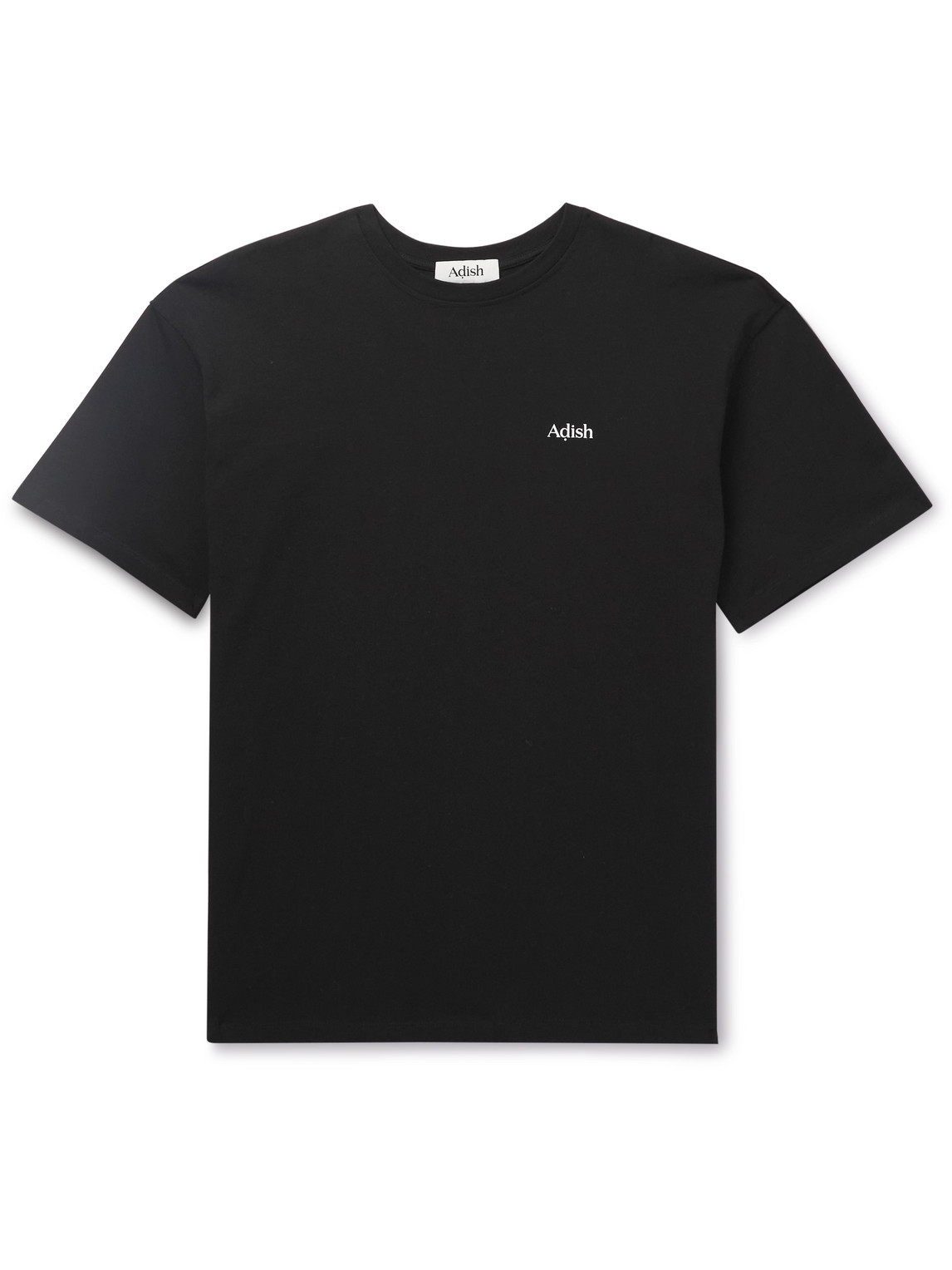 Adish Halak Logo-print Embroidered Cotton-jersey T-shirt In Black