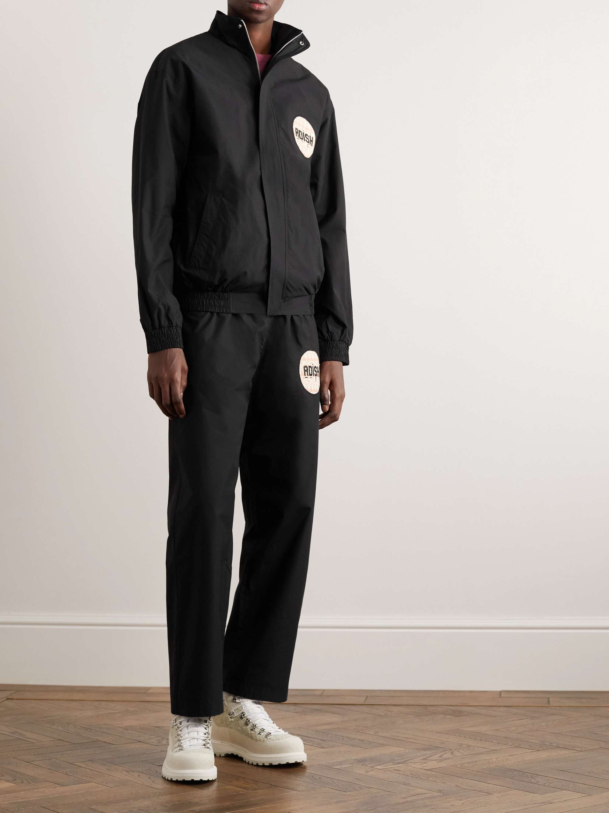 ADISH Pantaloni a gamba dritta in misto cotone ripstop con logo applicato