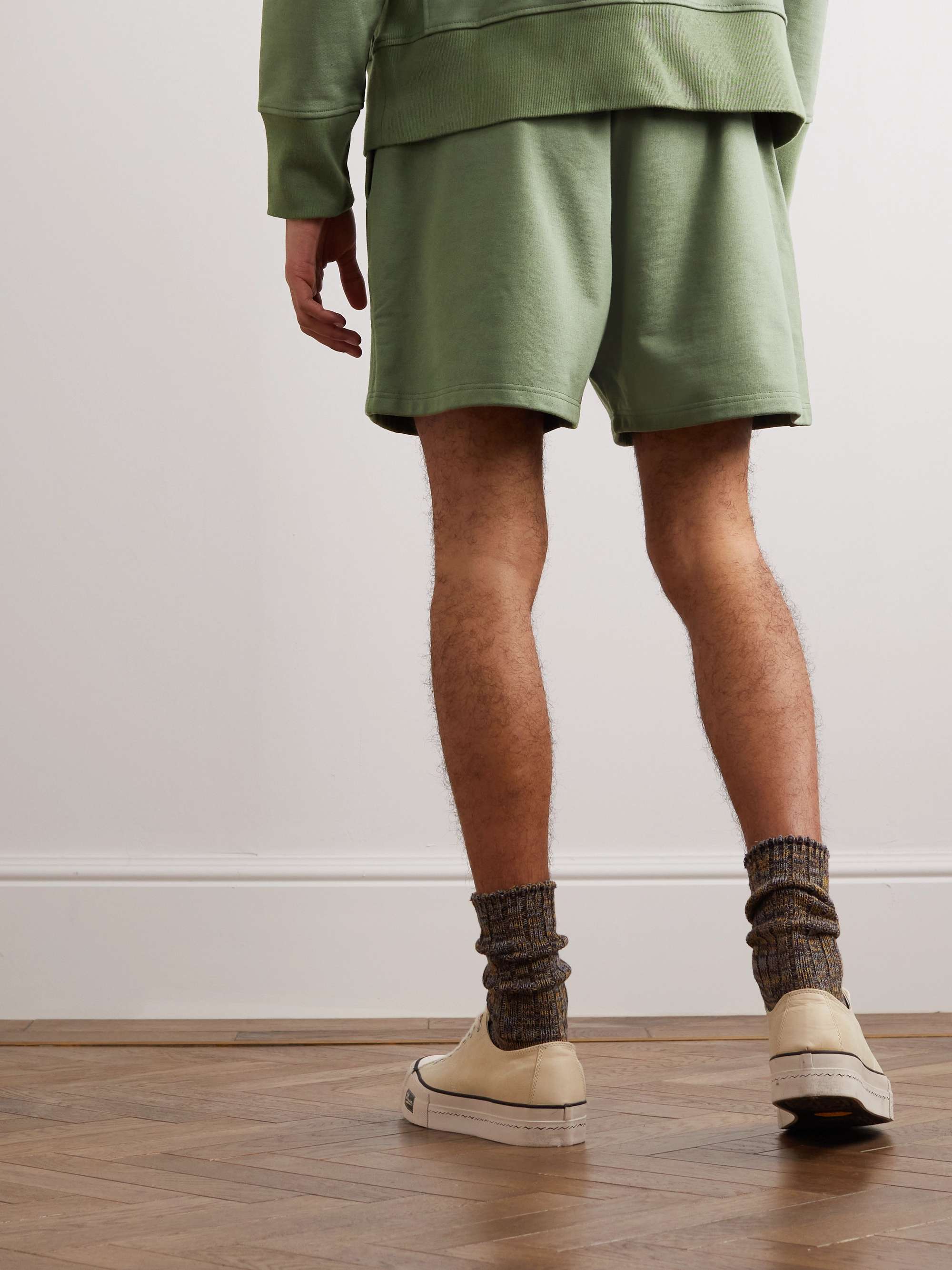 ADISH Shorts a gamba larga in jersey di cotone con logo ricamato Tatreez