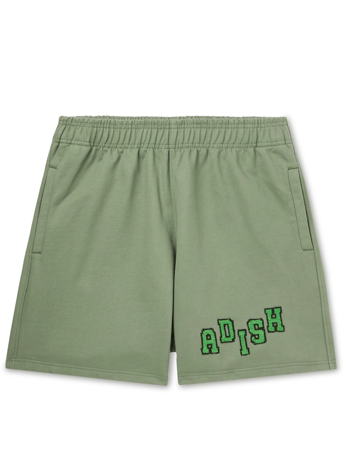 Tatreez Wide-Leg Logo-Embroidered Cotton-Jersey Shorts