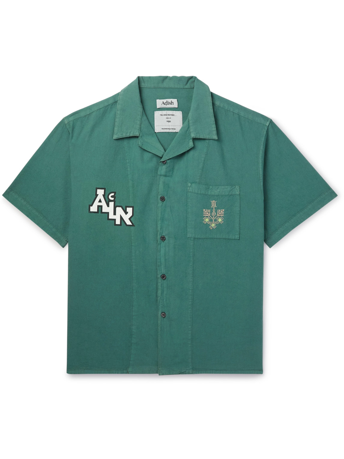 The Inoue Brothers Camp-Collar Logo-Detailed Garment-Dyed Cotton Shirt