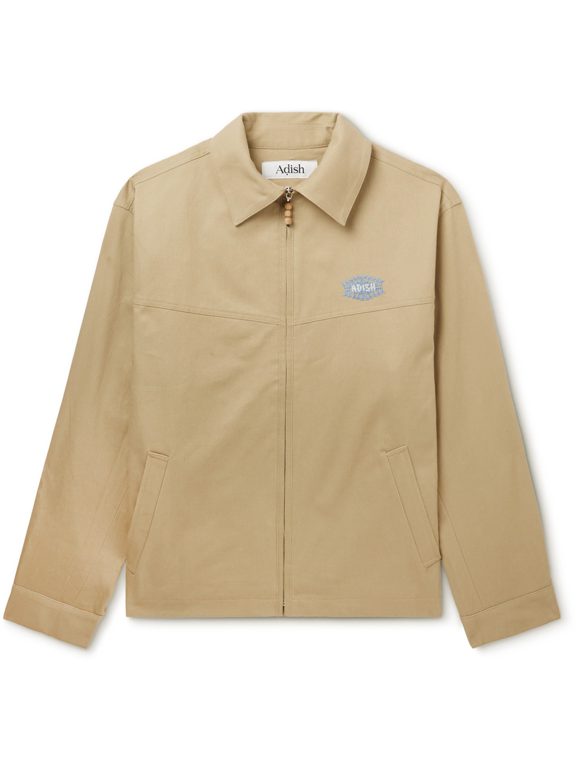 Adish Majdal Logo-embroidered Cotton-drill Jacket In Neutrals