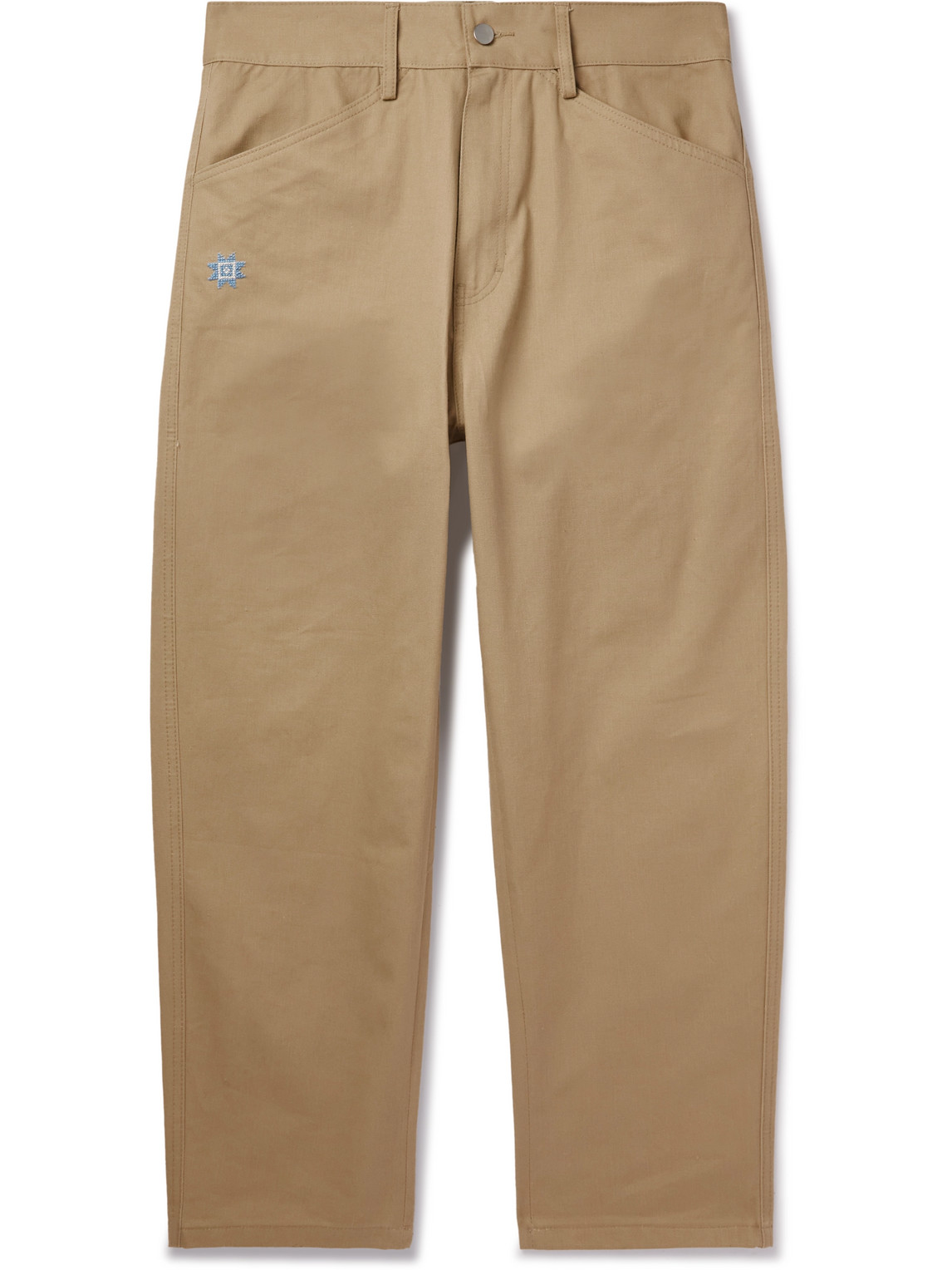 Adish Sarou Straight-leg Cotton-twill Trousers In Neutrals